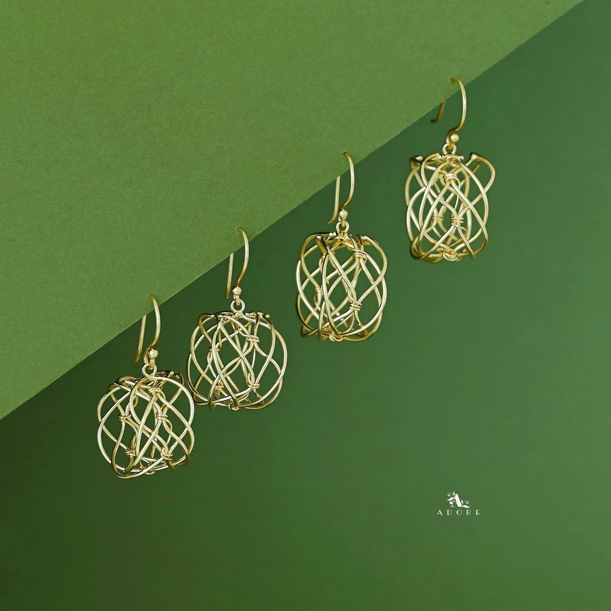 Ishkaara Golden Hollow Twisted Wire Drop - Image 2