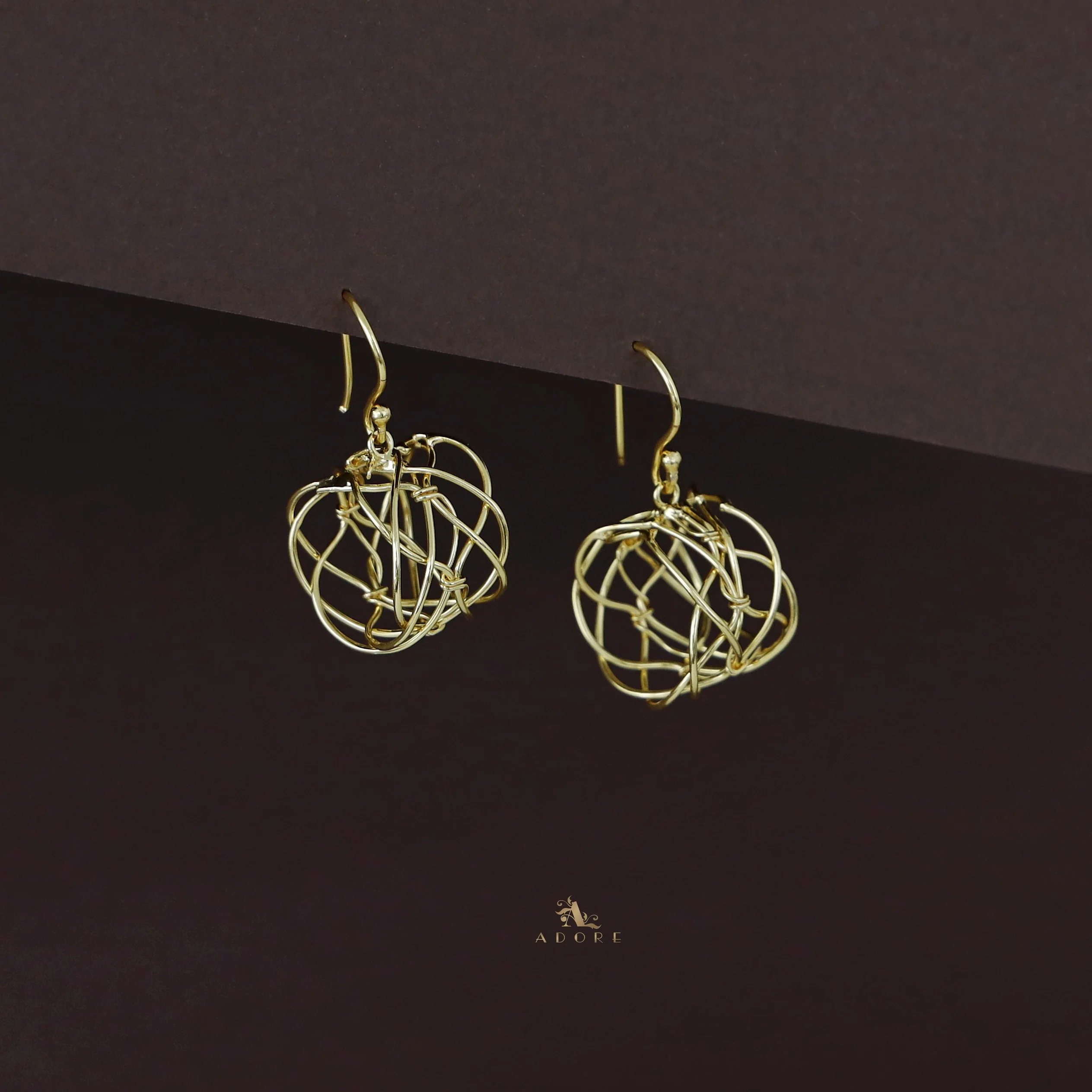 Ishkaara Golden Hollow Twisted Wire Drop - Image 6