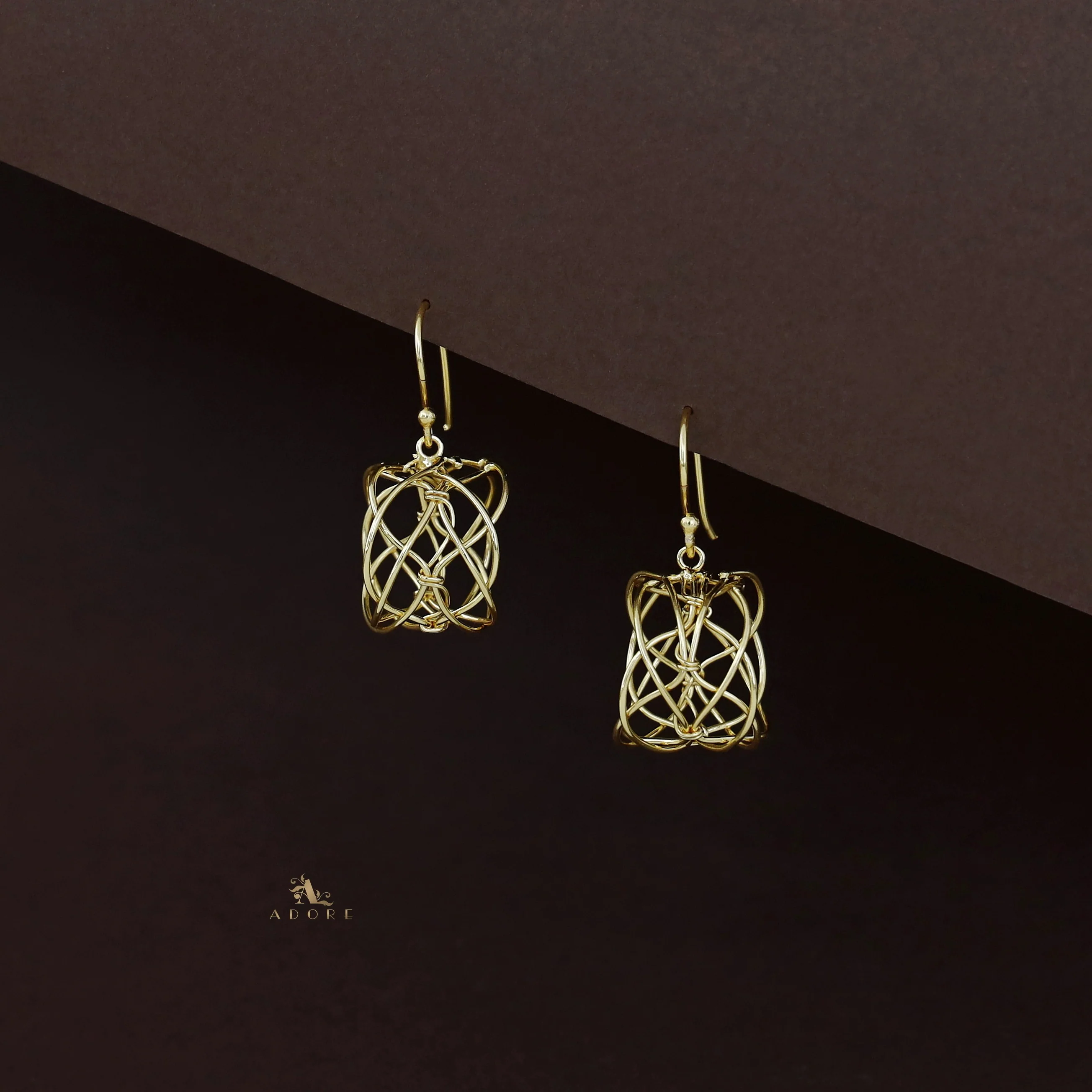Ishkaara Golden Hollow Twisted Wire Drop - Image 7