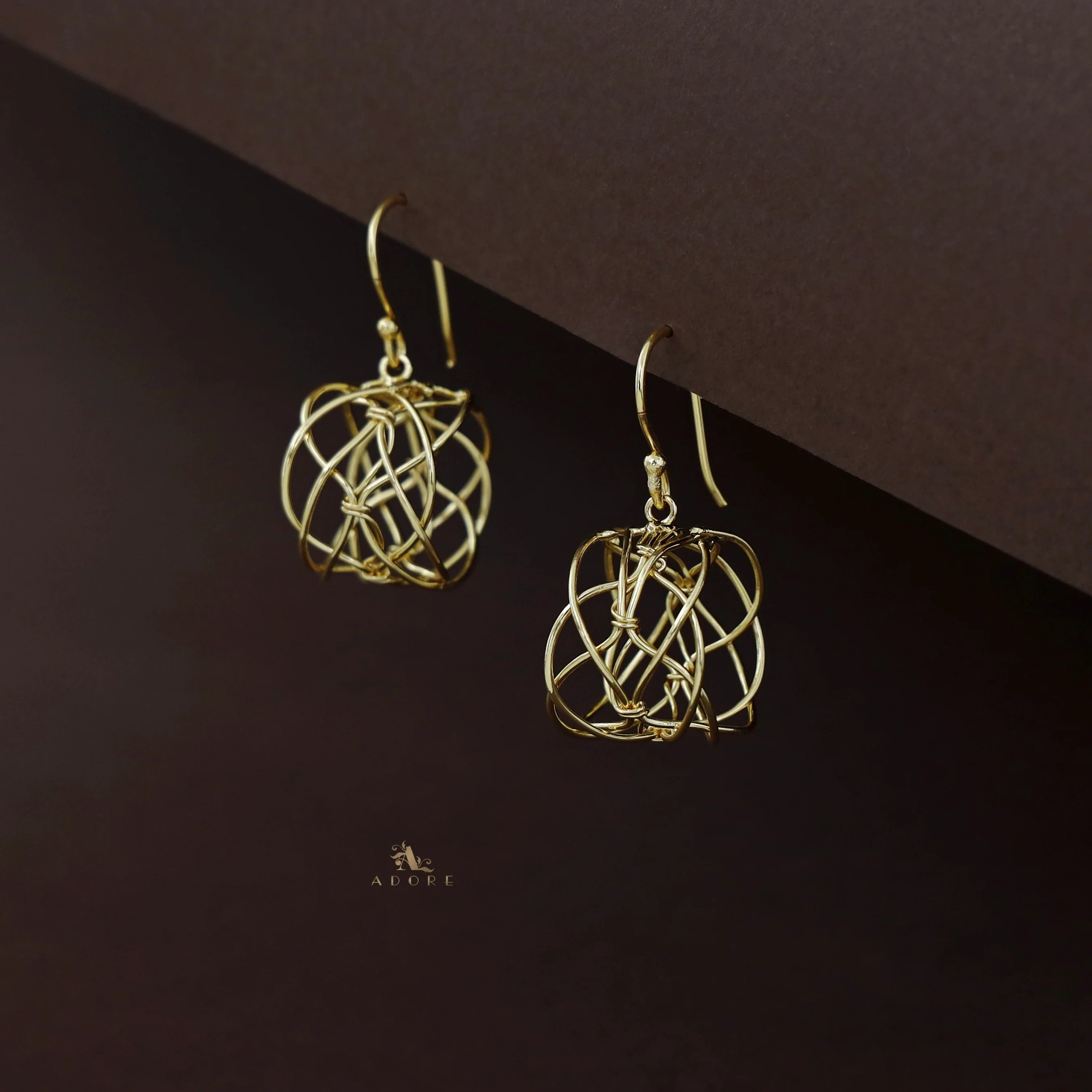 Ishkaara Golden Hollow Twisted Wire Drop - Image 8