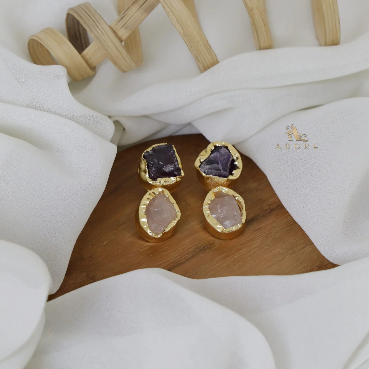 Ivona Dual Raw Stone Earring - Image 2