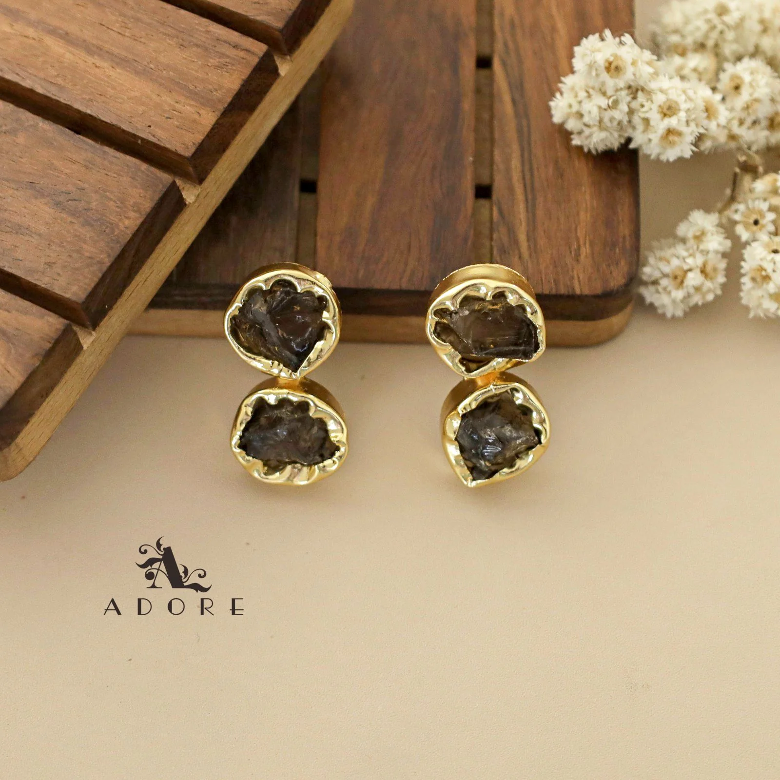 Ivona Dual Raw Stone Earring - Image 4