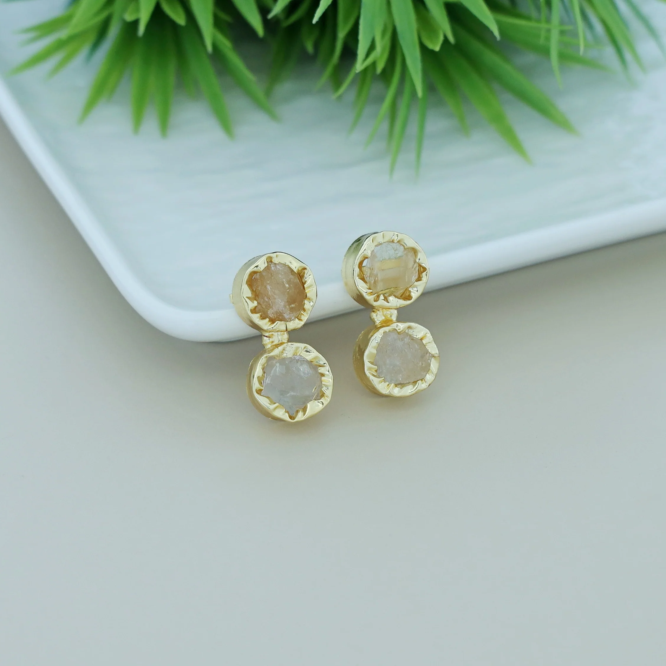 Ivona Dual Raw Stone Earring - Image 6