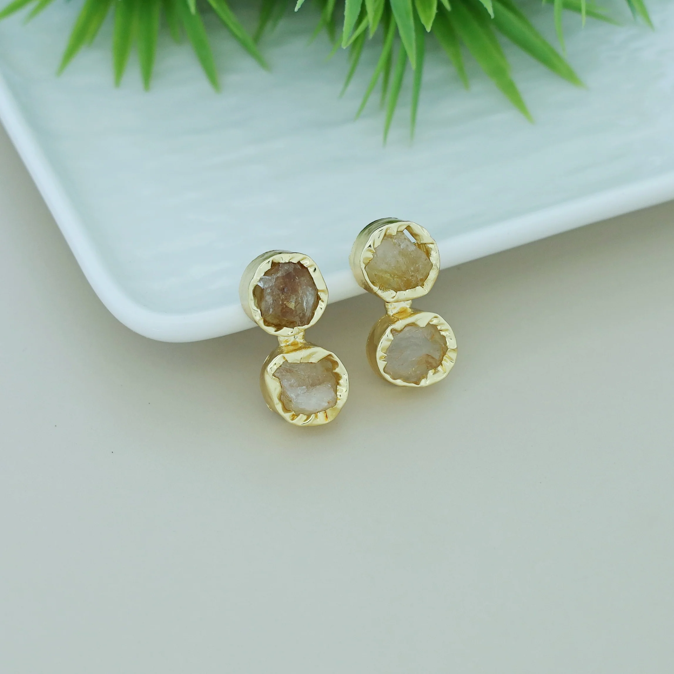 Ivona Dual Raw Stone Earring - Image 7