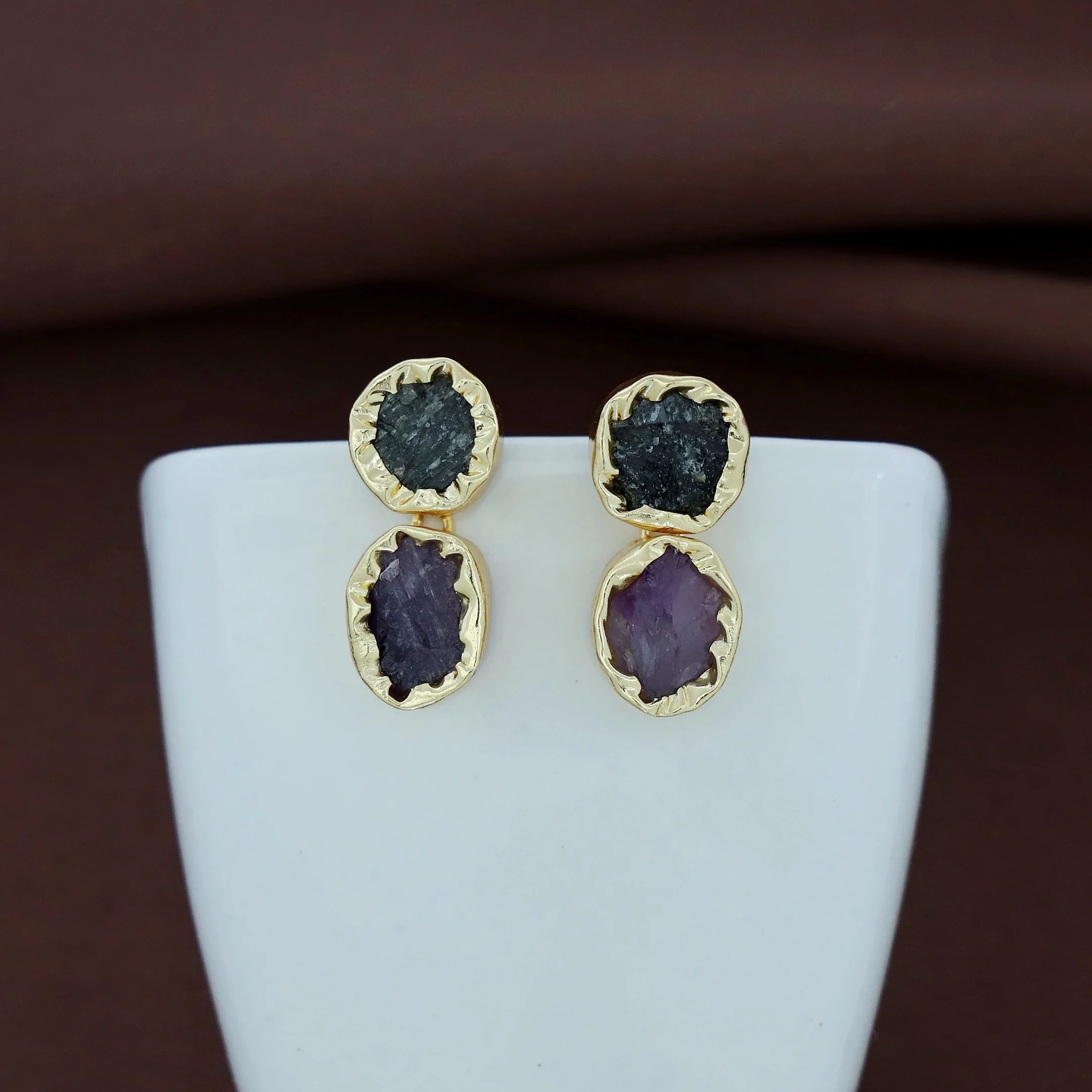 Ivona Dual Raw Stone Earring - Image 8