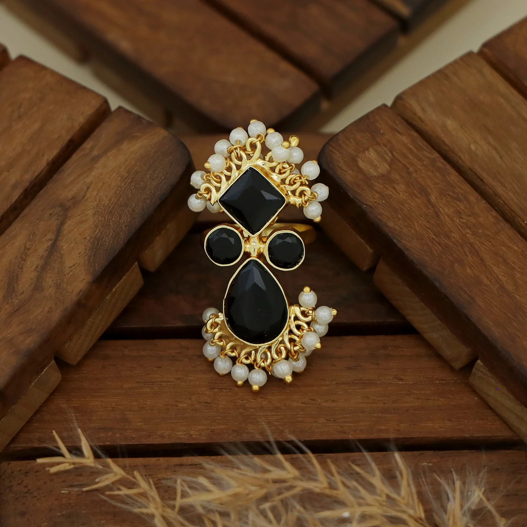 Ivy Drop And Diamond Cluster Pearl Ring - Image 16