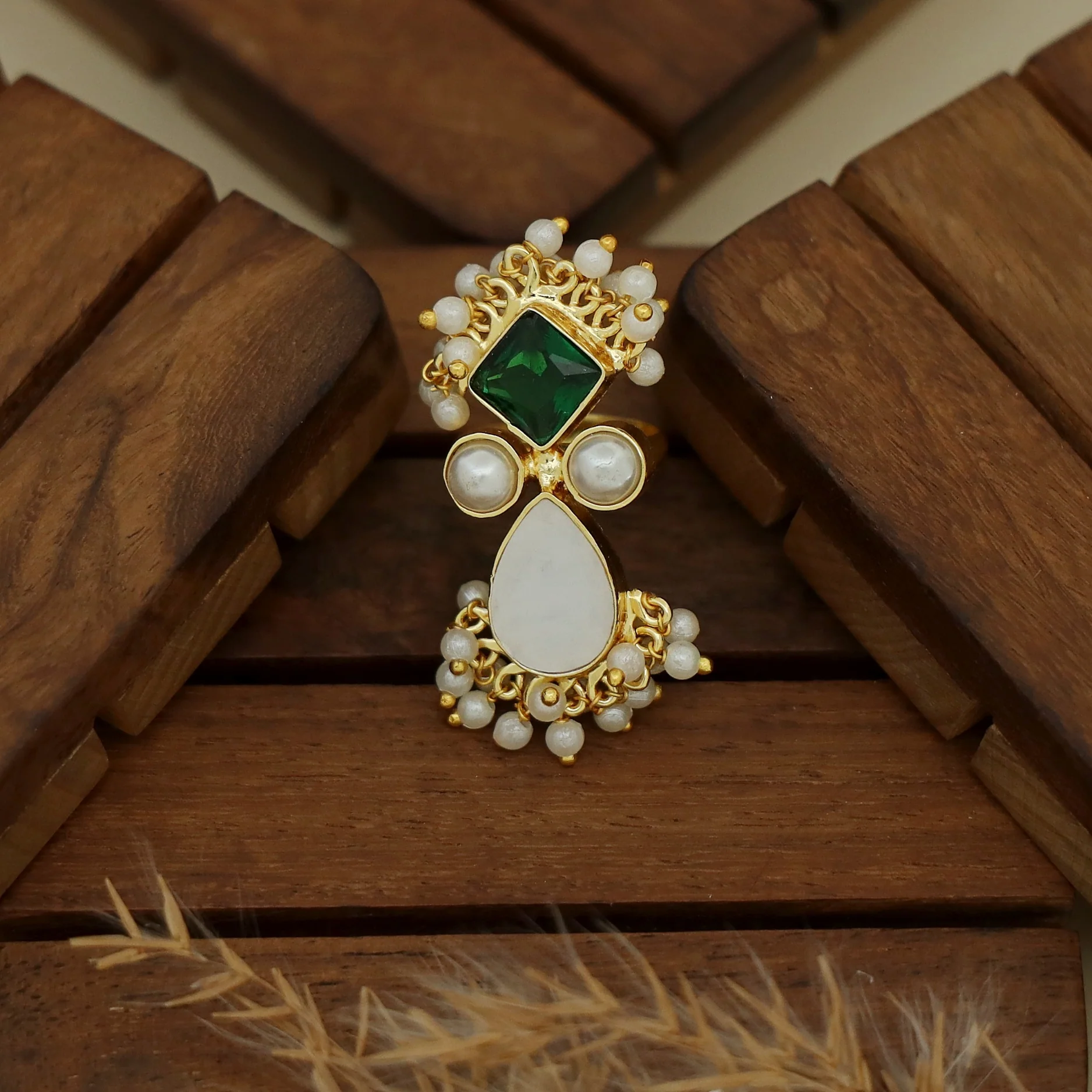 Ivy Drop And Diamond Cluster Pearl Ring - Image 17