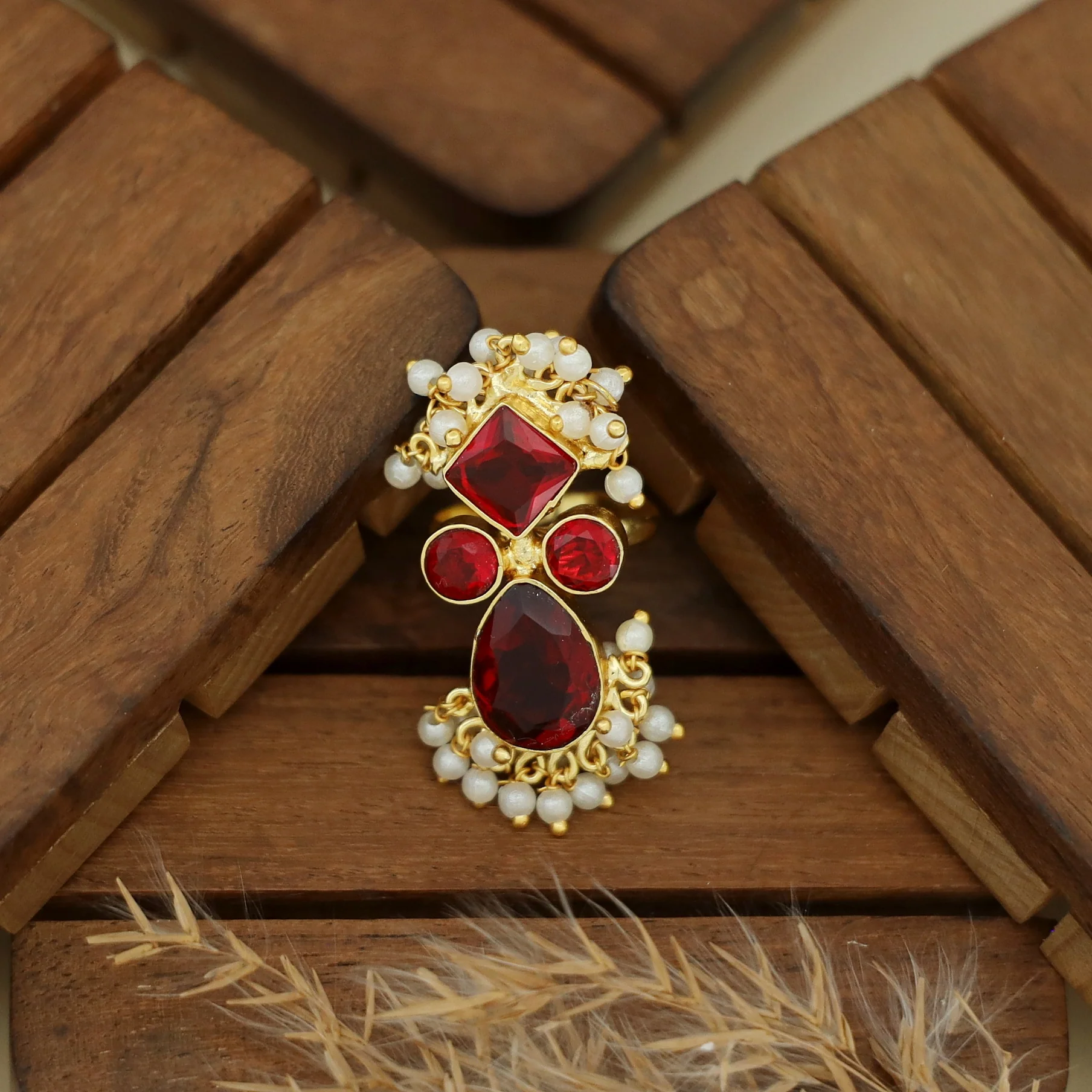 Ivy Drop And Diamond Cluster Pearl Ring - Image 18