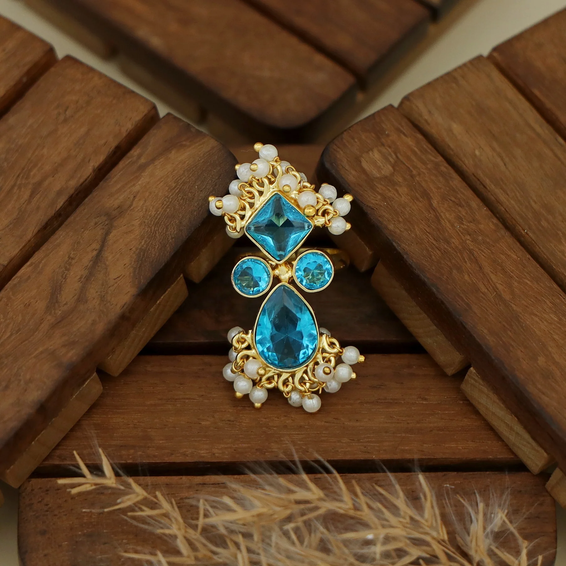 Ivy Drop And Diamond Cluster Pearl Ring - Image 21