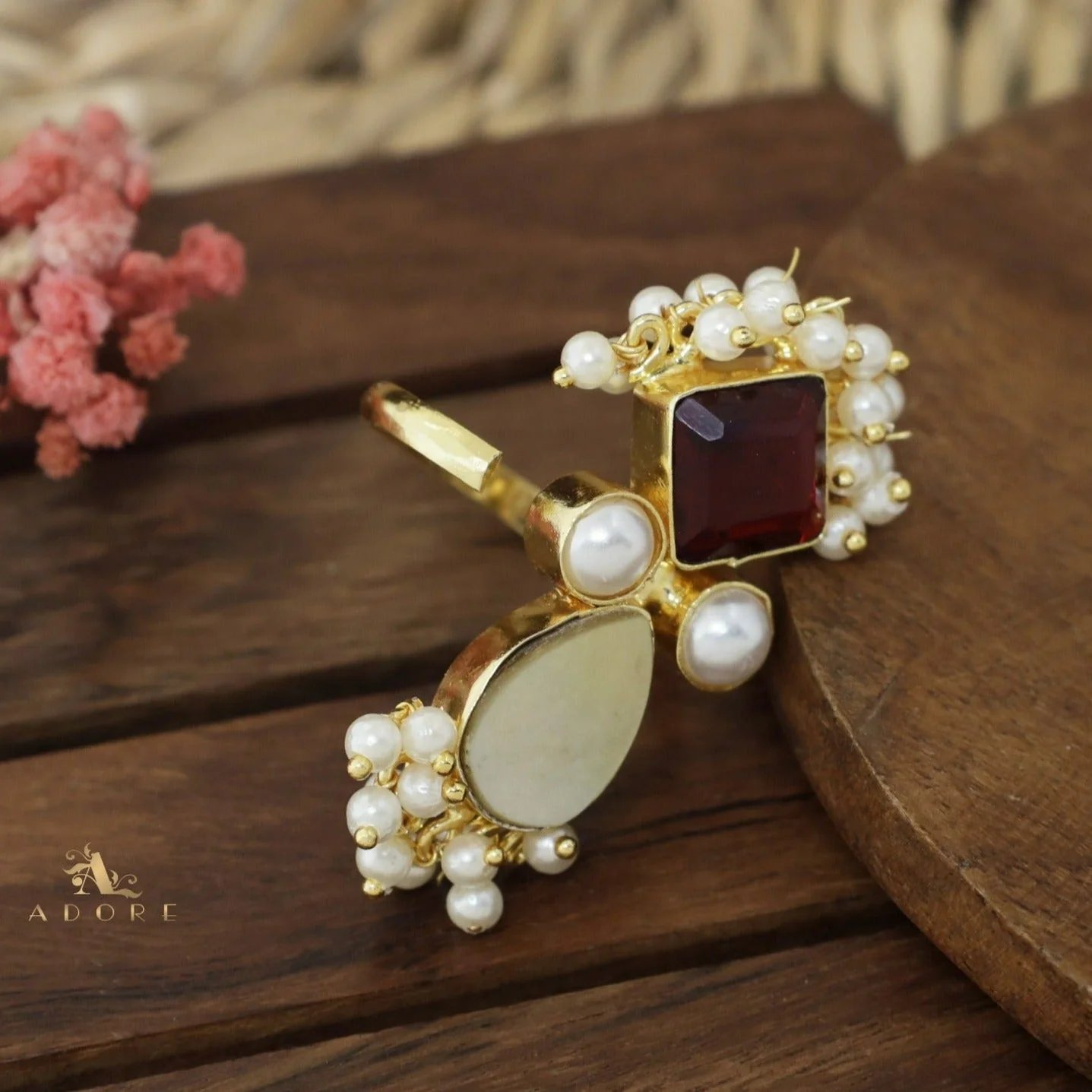 Ivy Drop And Diamond Cluster Pearl Ring - Image 23