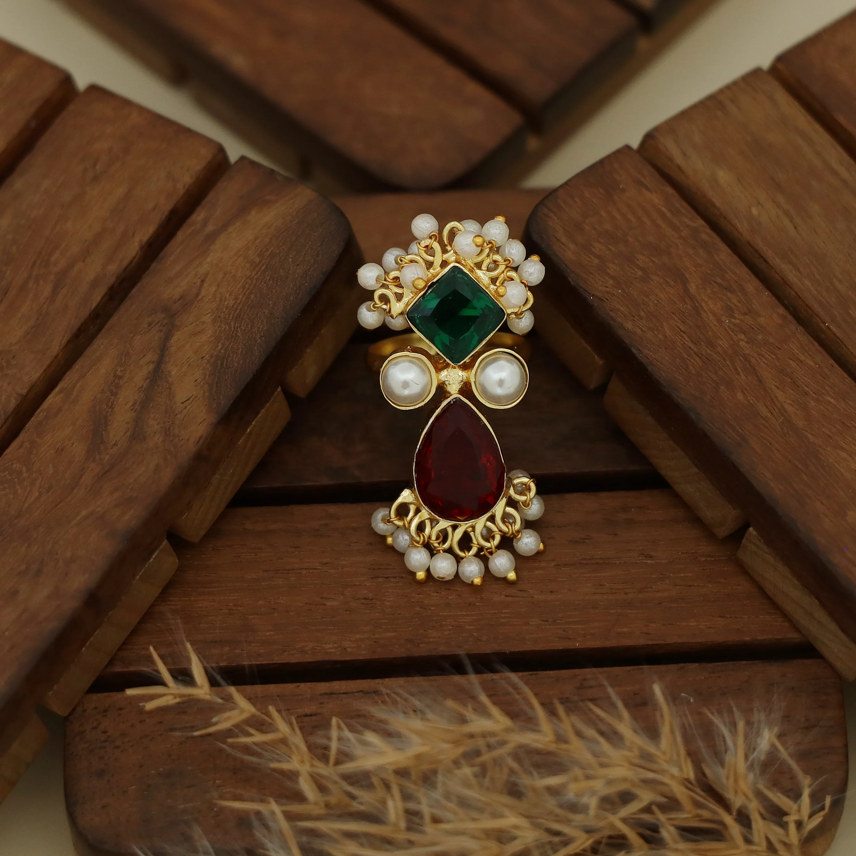 Ivy Drop And Diamond Cluster Pearl Ring - Image 27