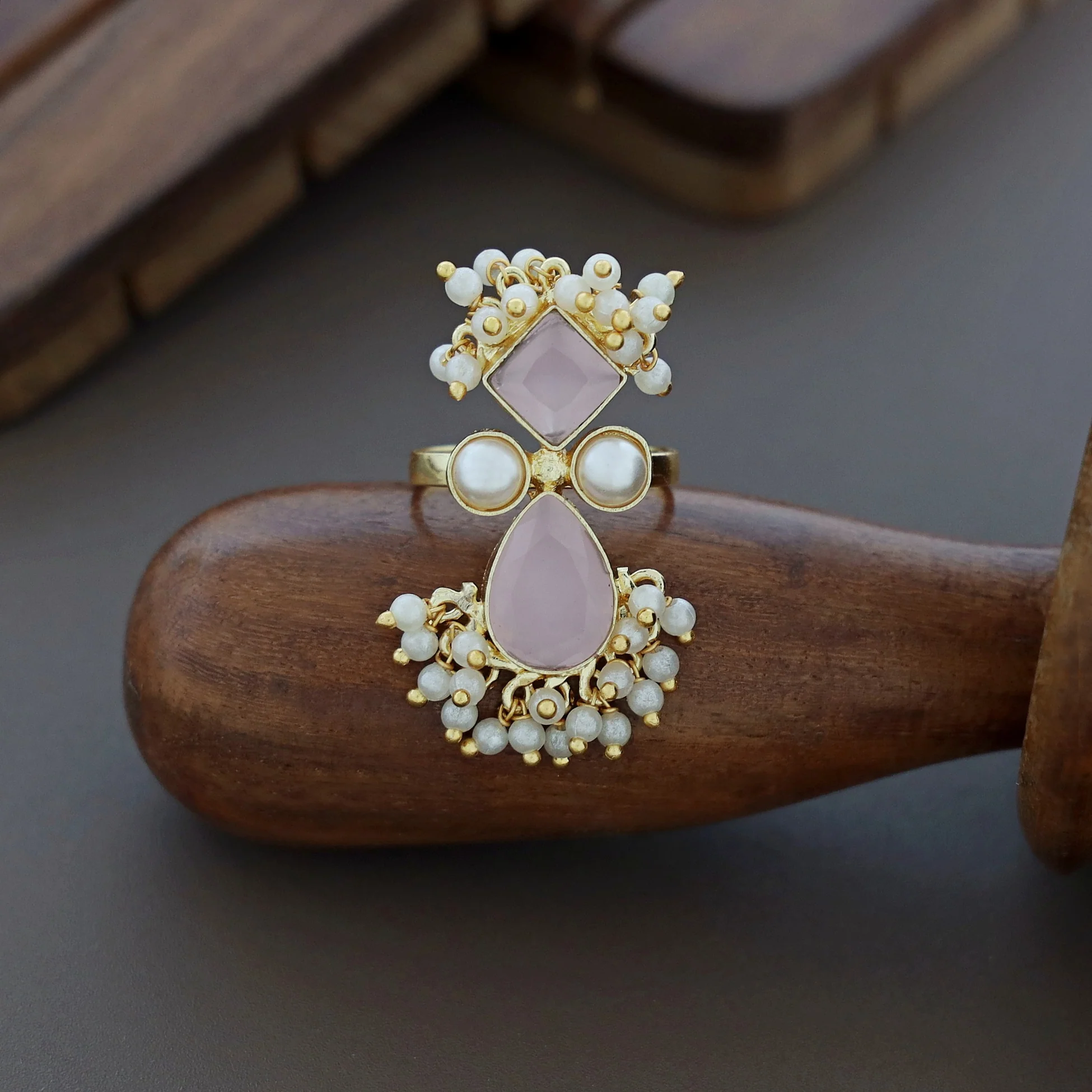Ivy Drop And Diamond Cluster Pearl Ring - Image 6