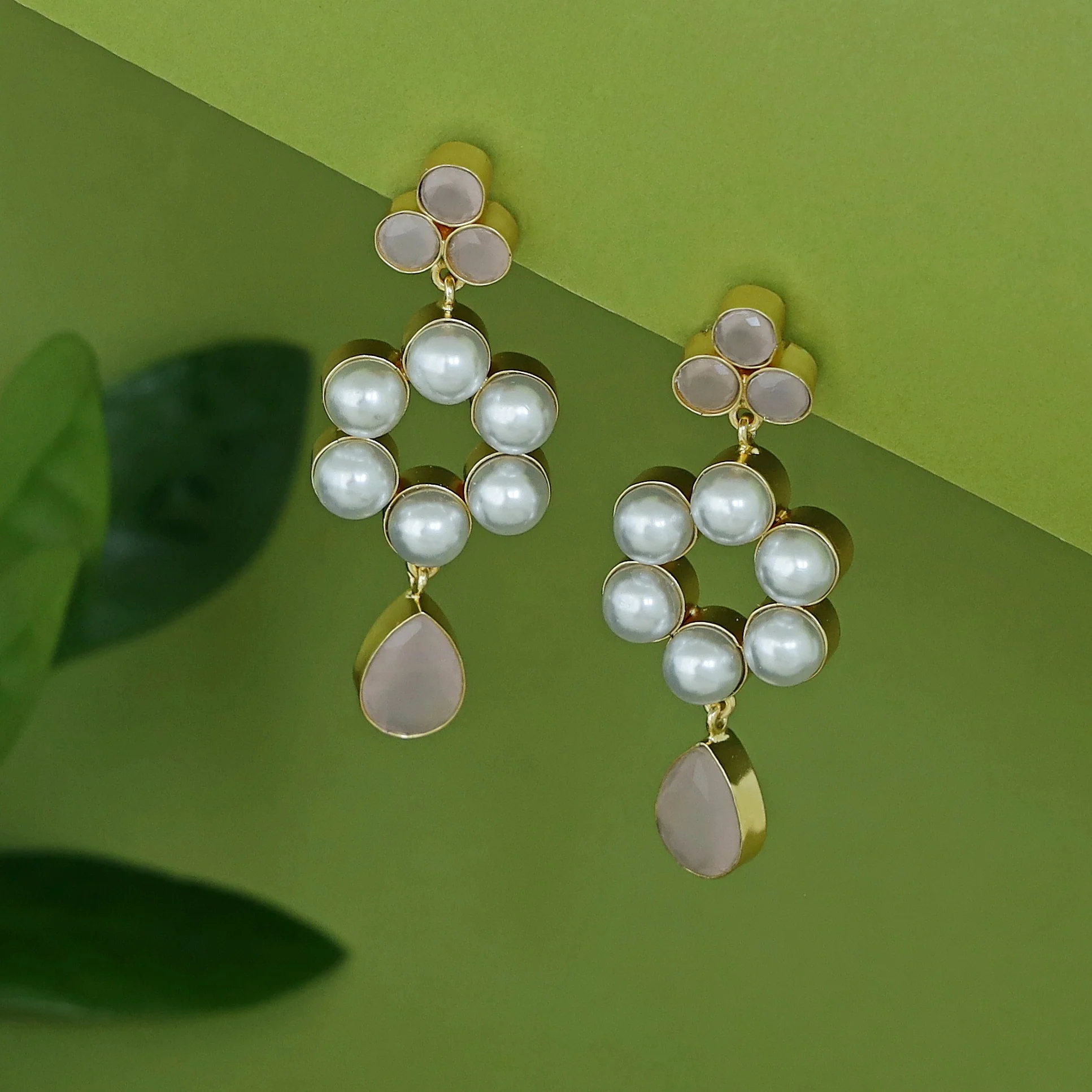 Izaan Glossy Drop Pearl Flower Earring - Image 6