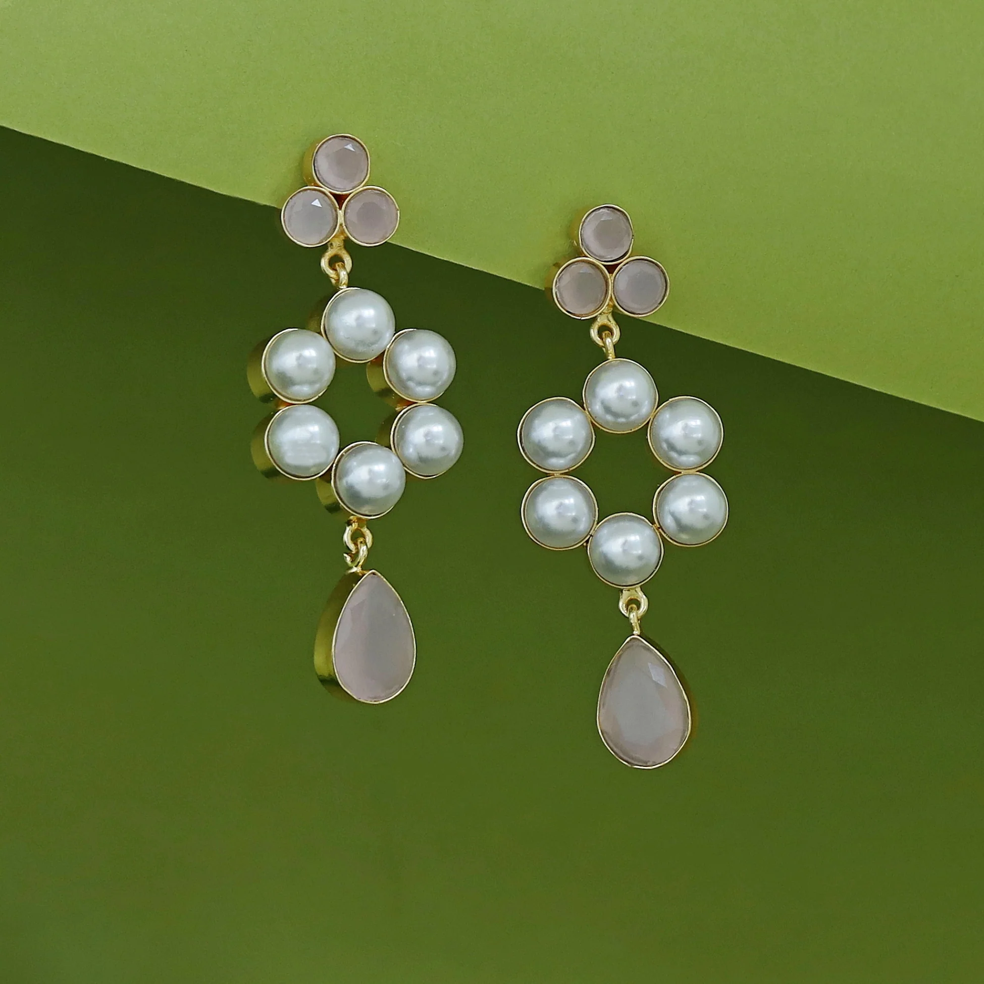Izaan Glossy Drop Pearl Flower Earring - Image 8