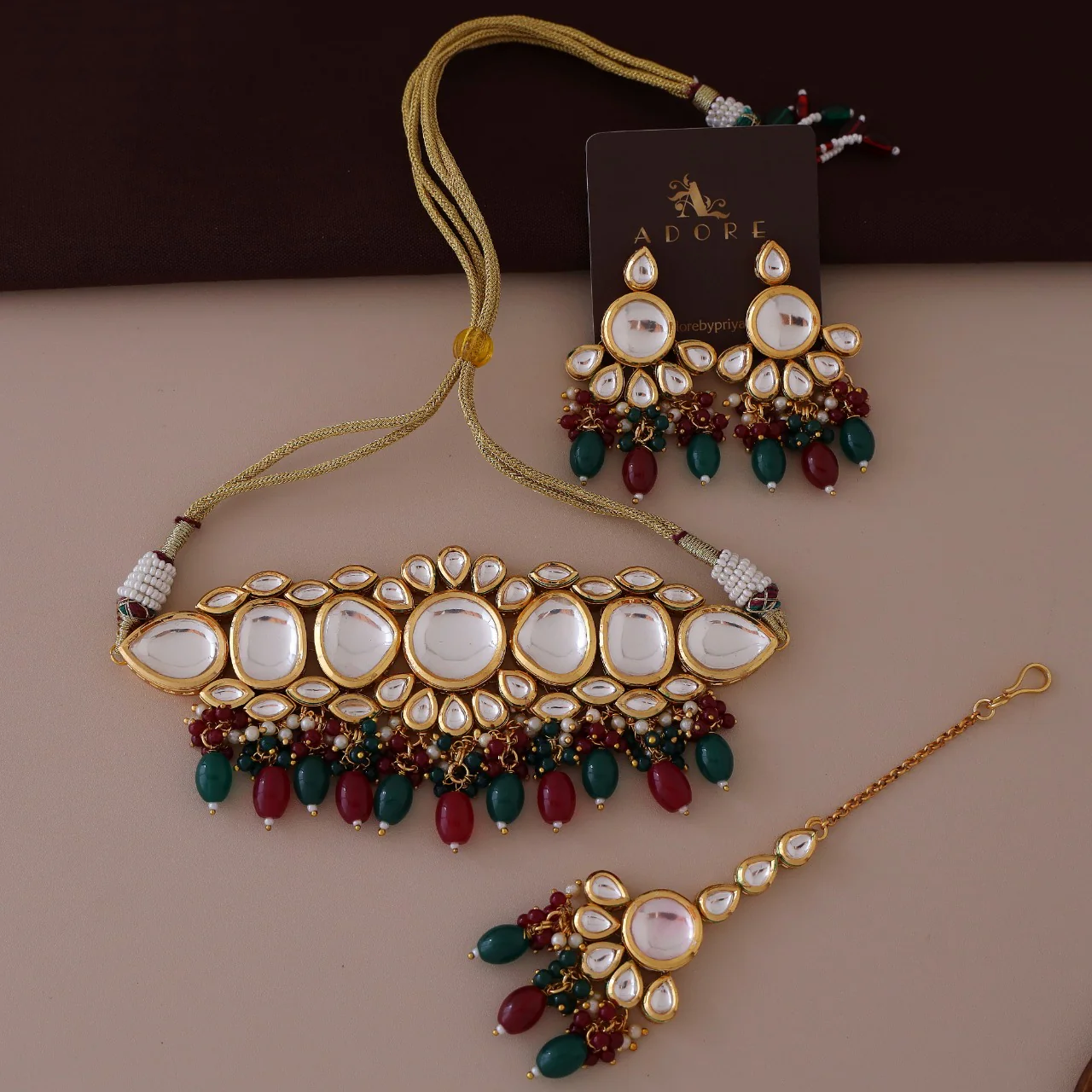 Jaanviya Kundan Choker Bridal Set - Image 3