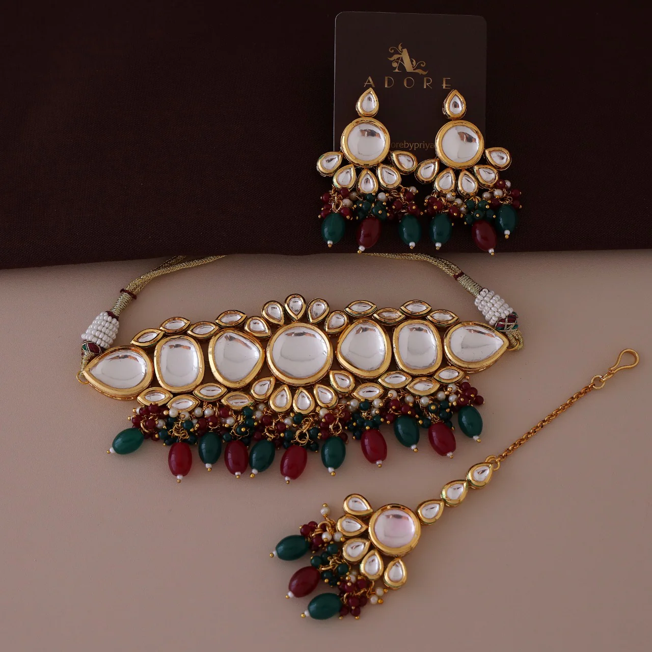 Jaanviya Kundan Choker Bridal Set - Image 4