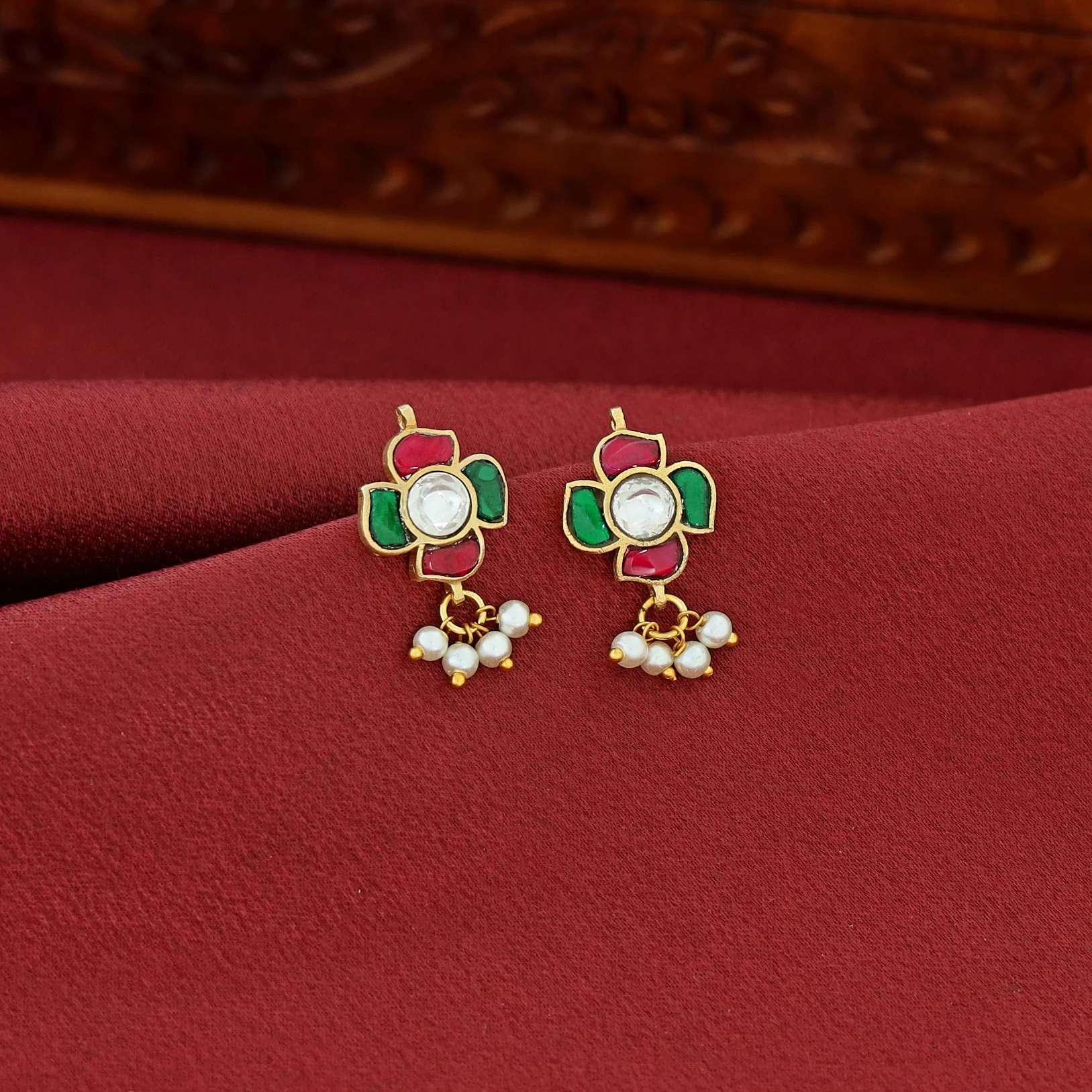 Jadau Kundan Designer Pearl Bugadi (Set Of 2) - Image 10