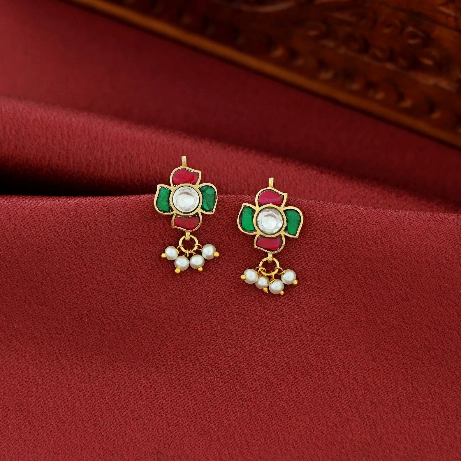 Jadau Kundan Designer Pearl Bugadi (Set Of 2) - Image 4