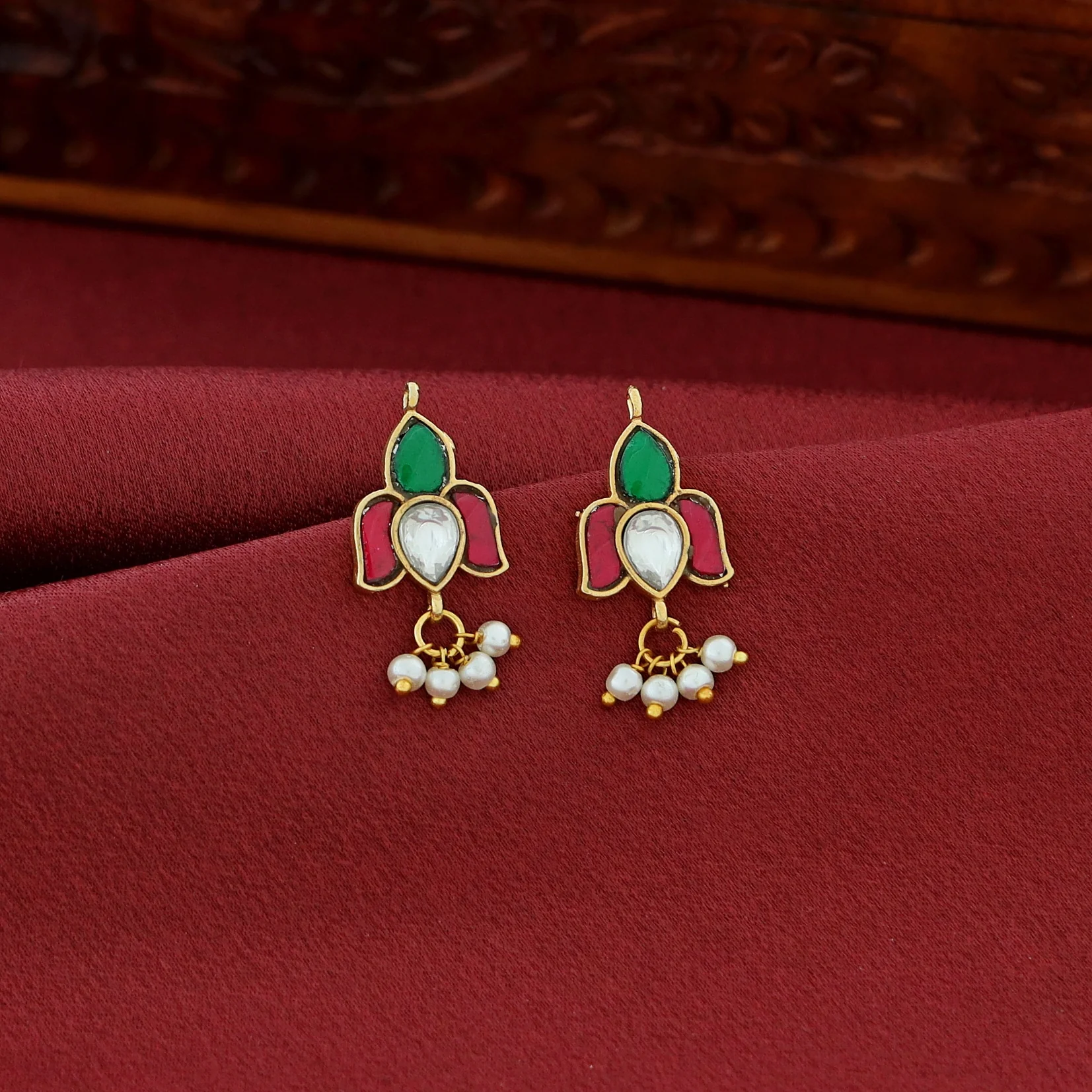 Jadau Kundan Designer Pearl Bugadi (Set Of 2) - Image 6
