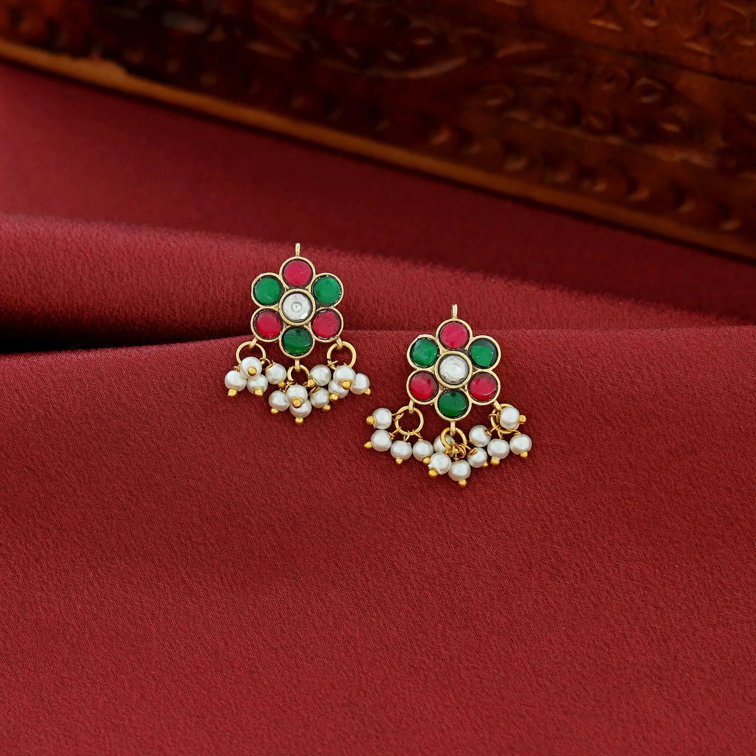 Jadau Kundan Designer Pearl Bugadi (Set Of 2) - Image 8