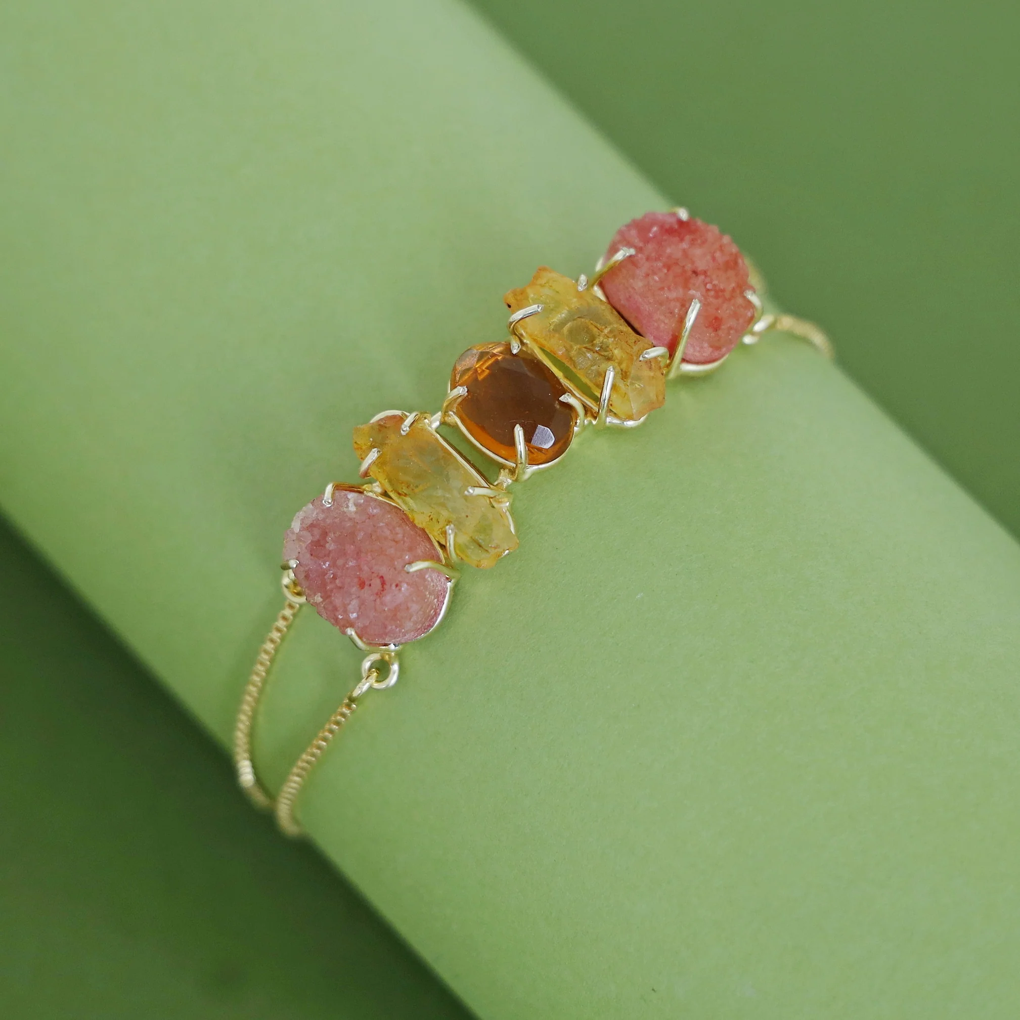 Jaena Claw Dyed + Glossy + Druzy Stone Bracelet - Image 3