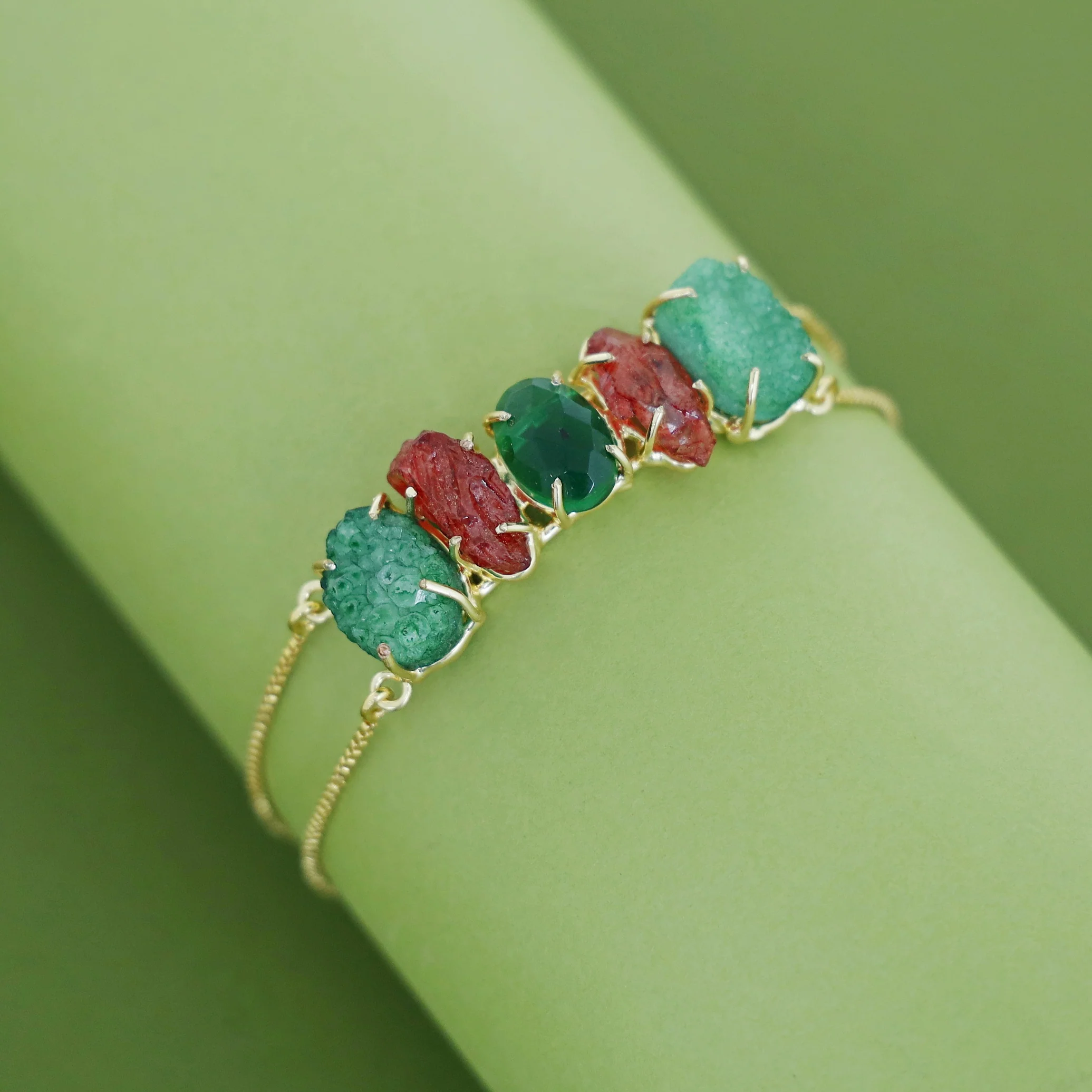 Jaena Claw Dyed + Glossy + Druzy Stone Bracelet - Image 4