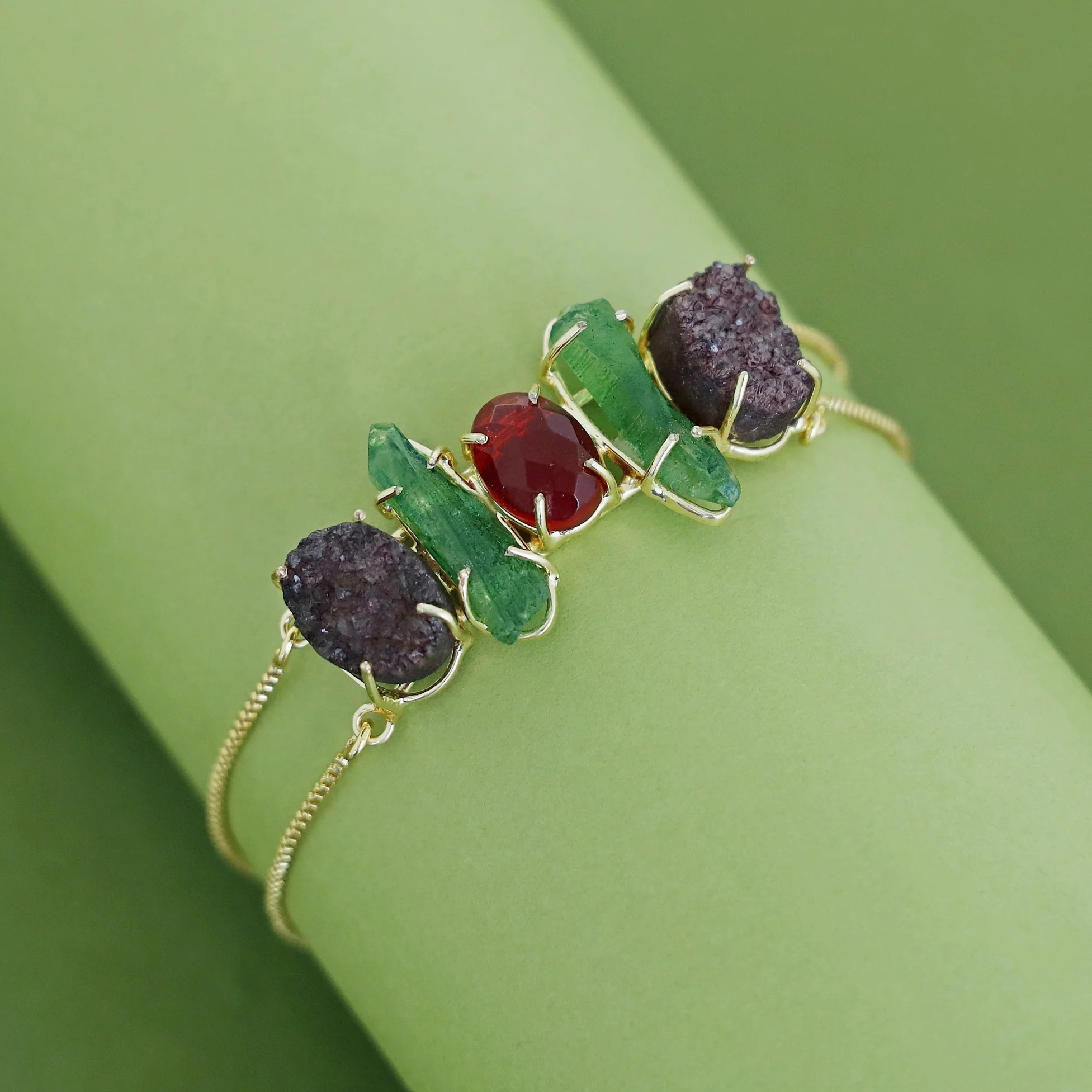 Jaena Claw Dyed + Glossy + Druzy Stone Bracelet - Image 5