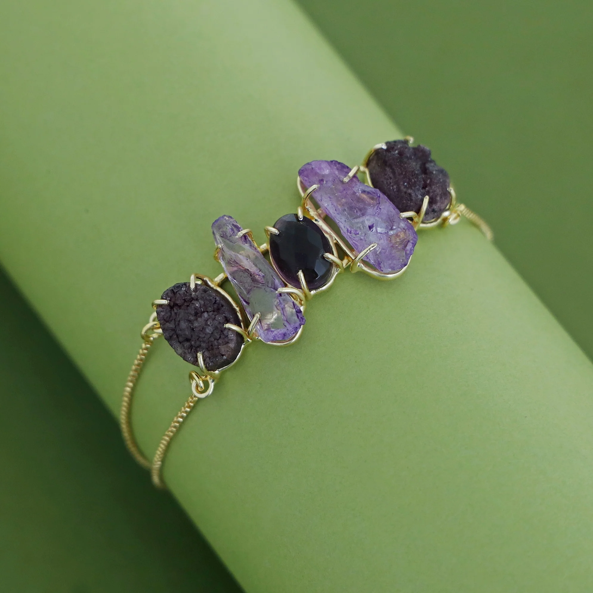 Jaena Claw Dyed + Glossy + Druzy Stone Bracelet - Image 7