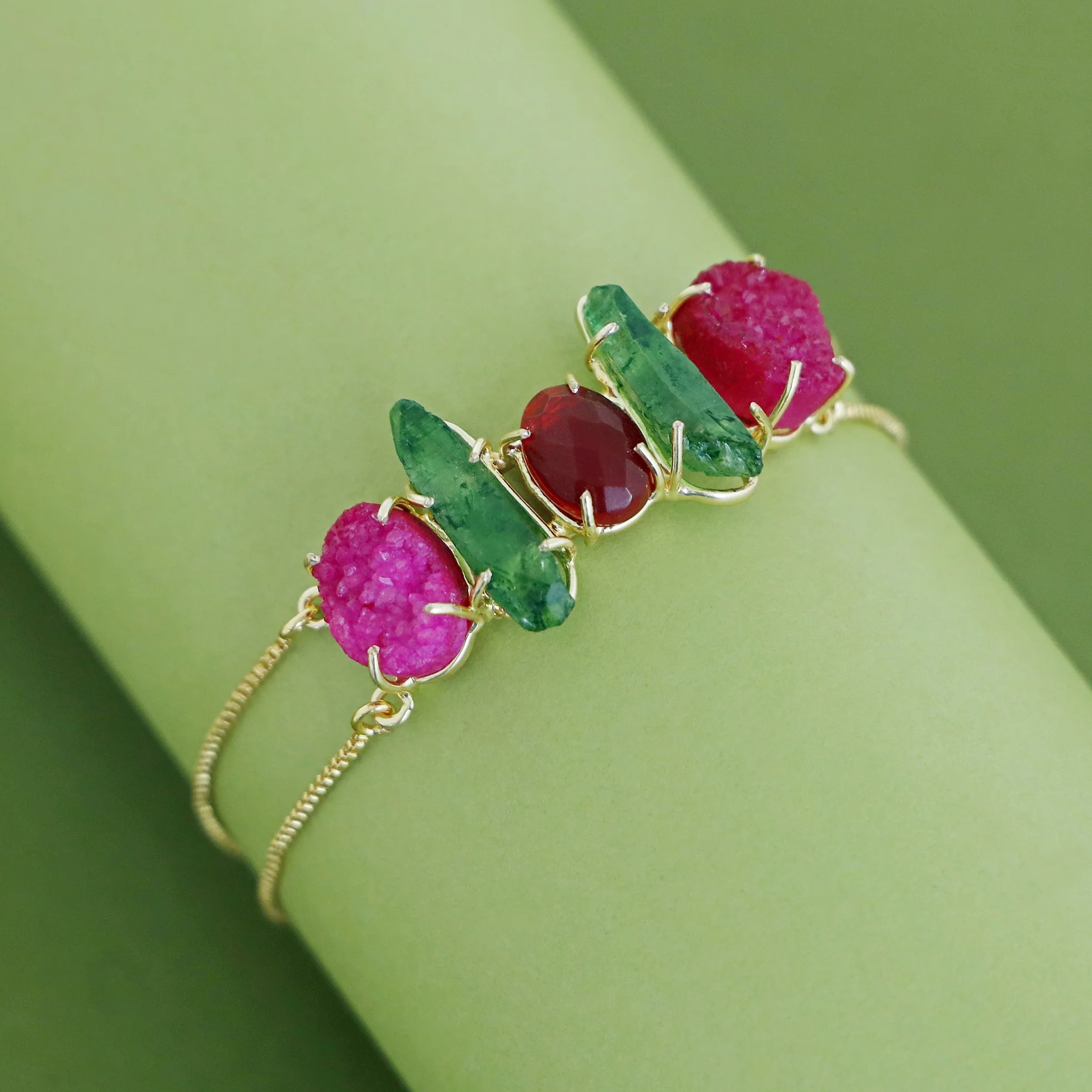 Jaena Claw Dyed + Glossy + Druzy Stone Bracelet - Image 8