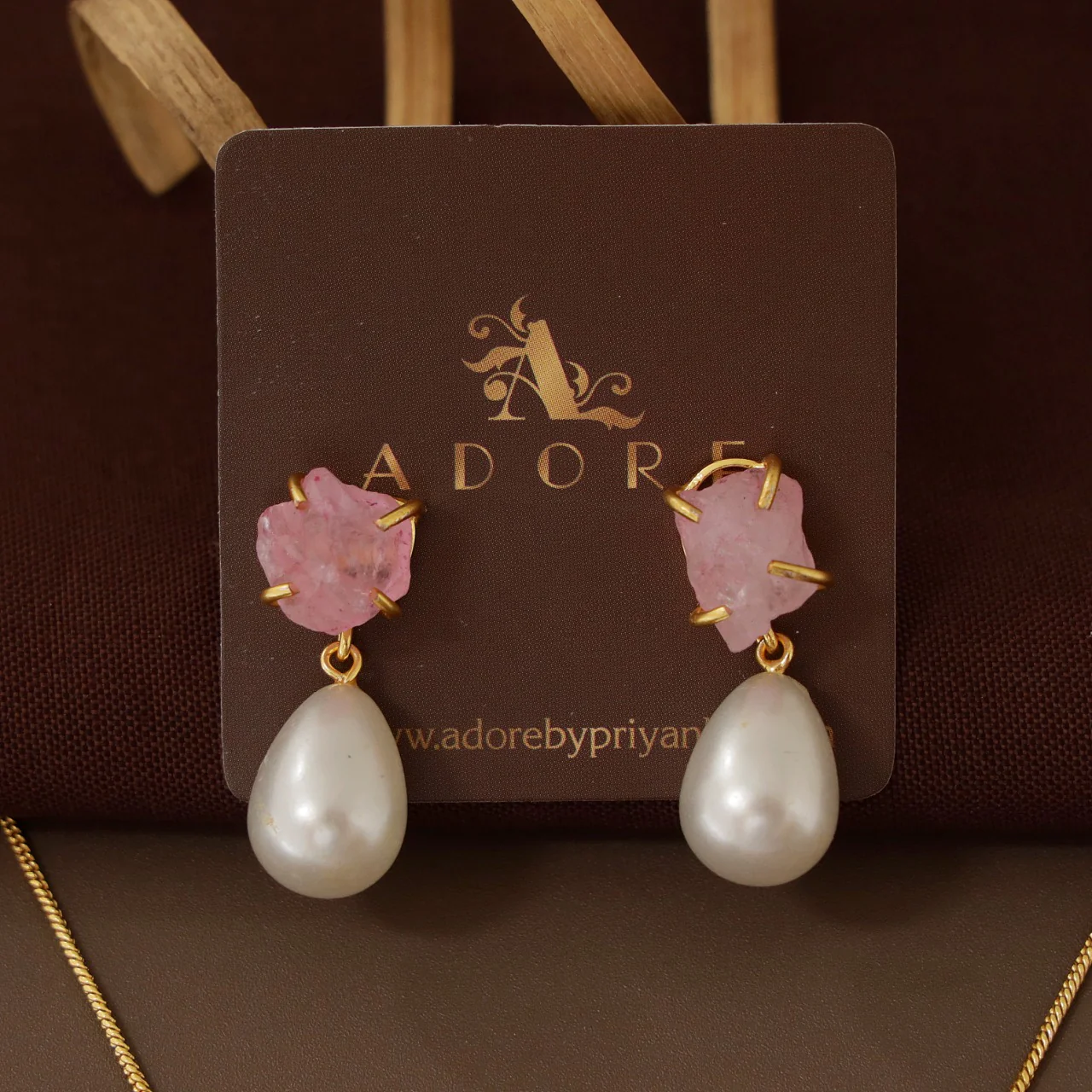 Jaime Raw Stone Pearl Neckpiece With Earring - Image 11