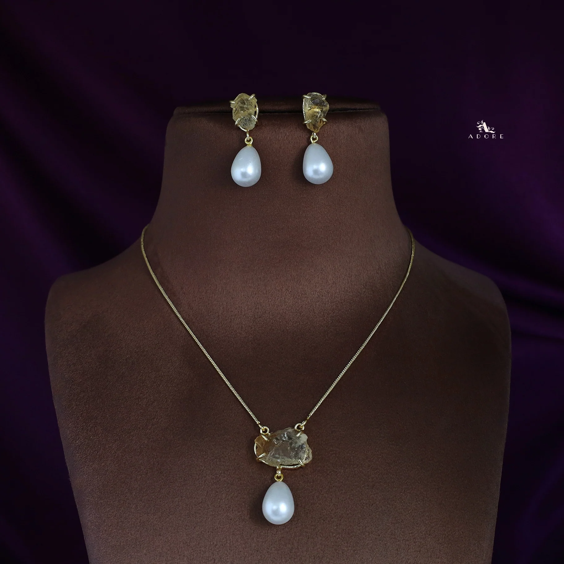 Jaime Raw Stone Pearl Neckpiece With Earring - Image 13