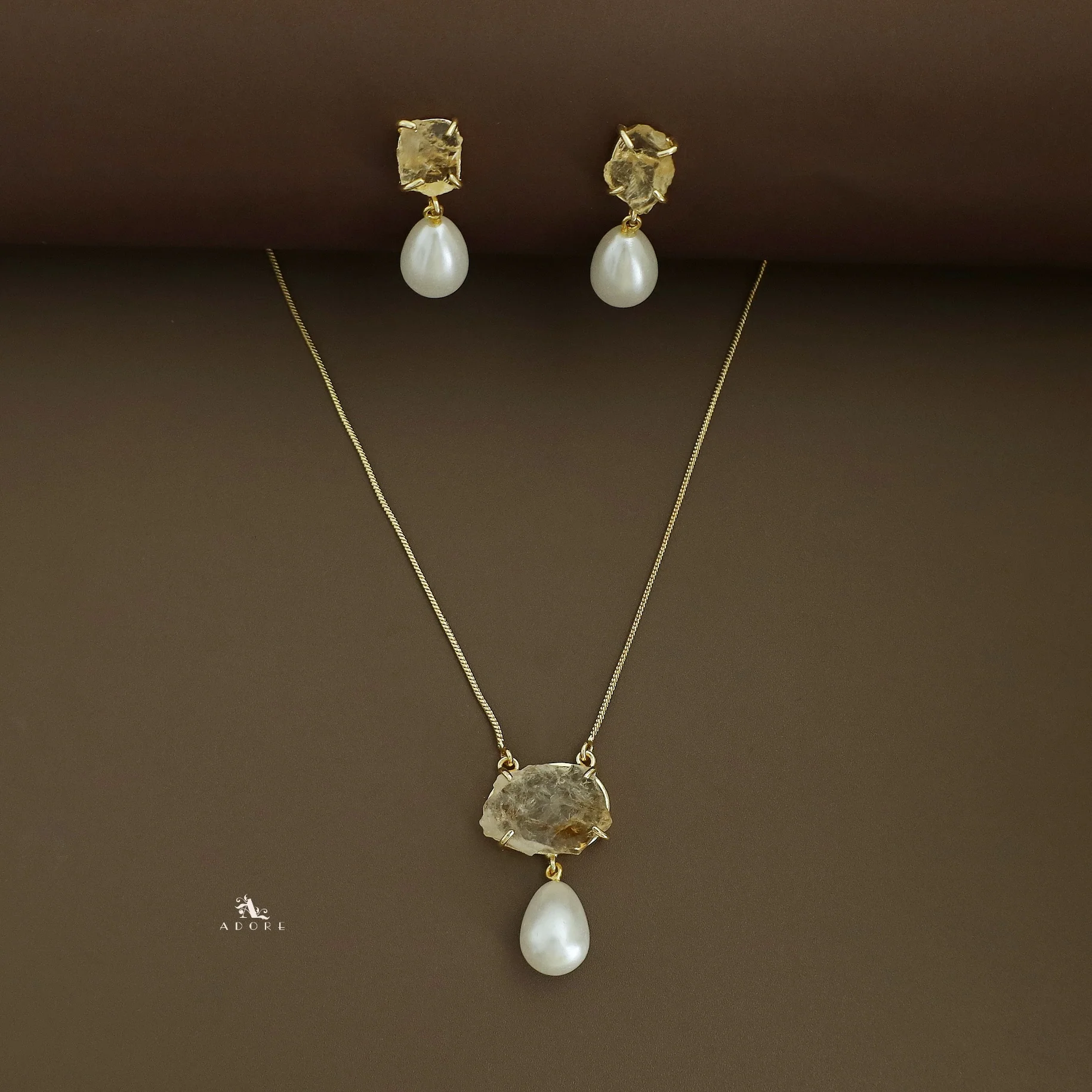 Jaime Raw Stone Pearl Neckpiece With Earring - Image 3