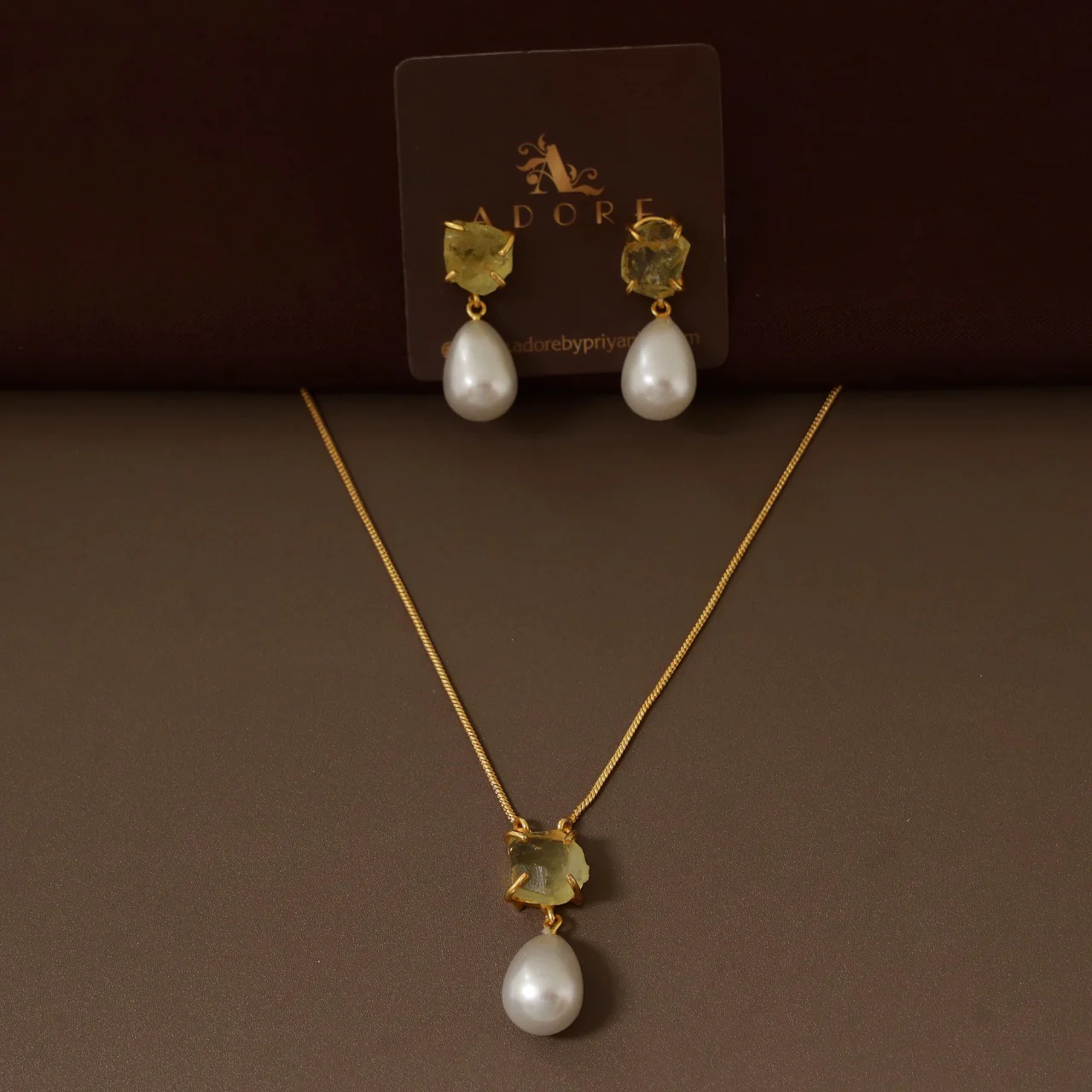 Jaime Raw Stone Pearl Neckpiece With Earring - Image 5