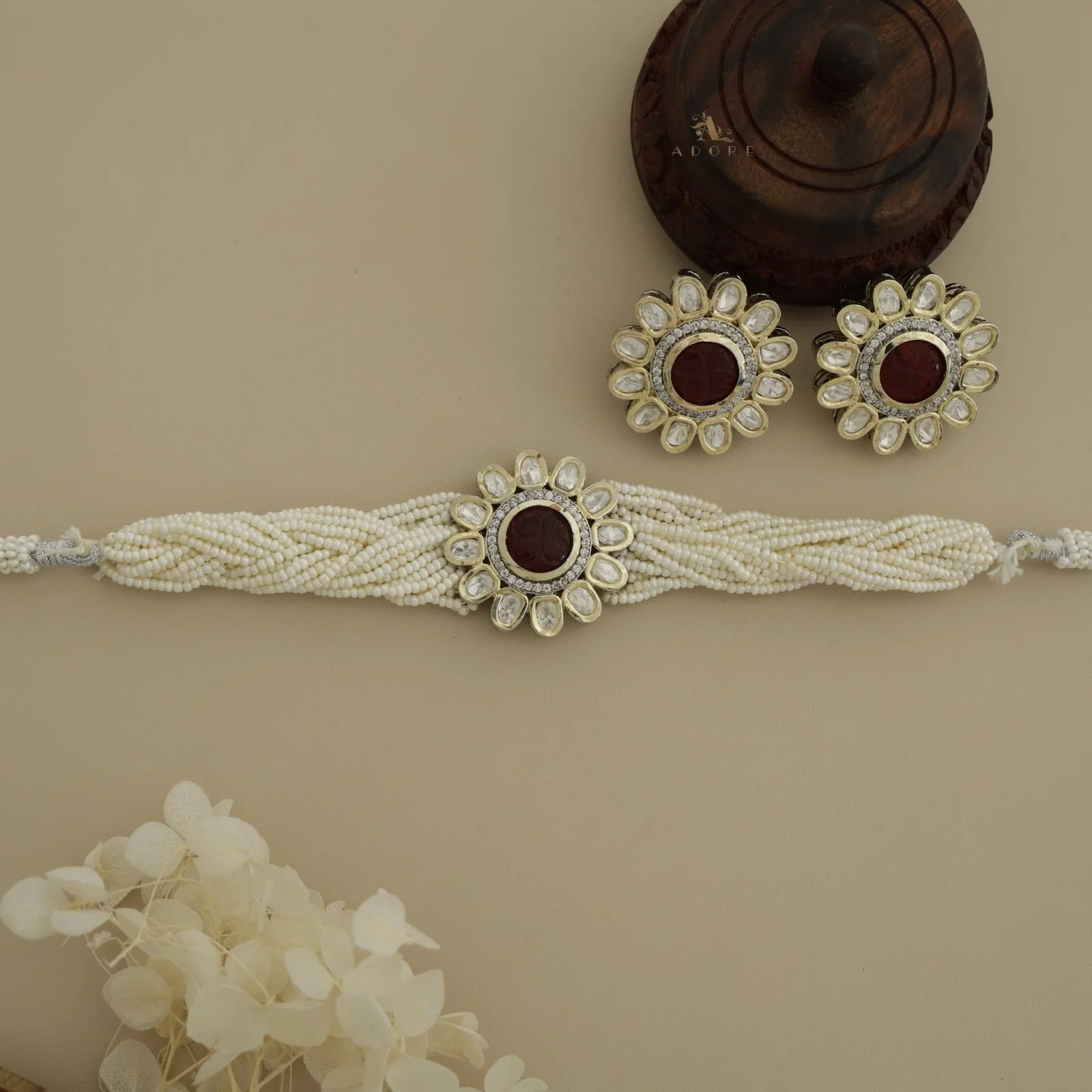 Janhvee Flower Choker With Earring - Image 2
