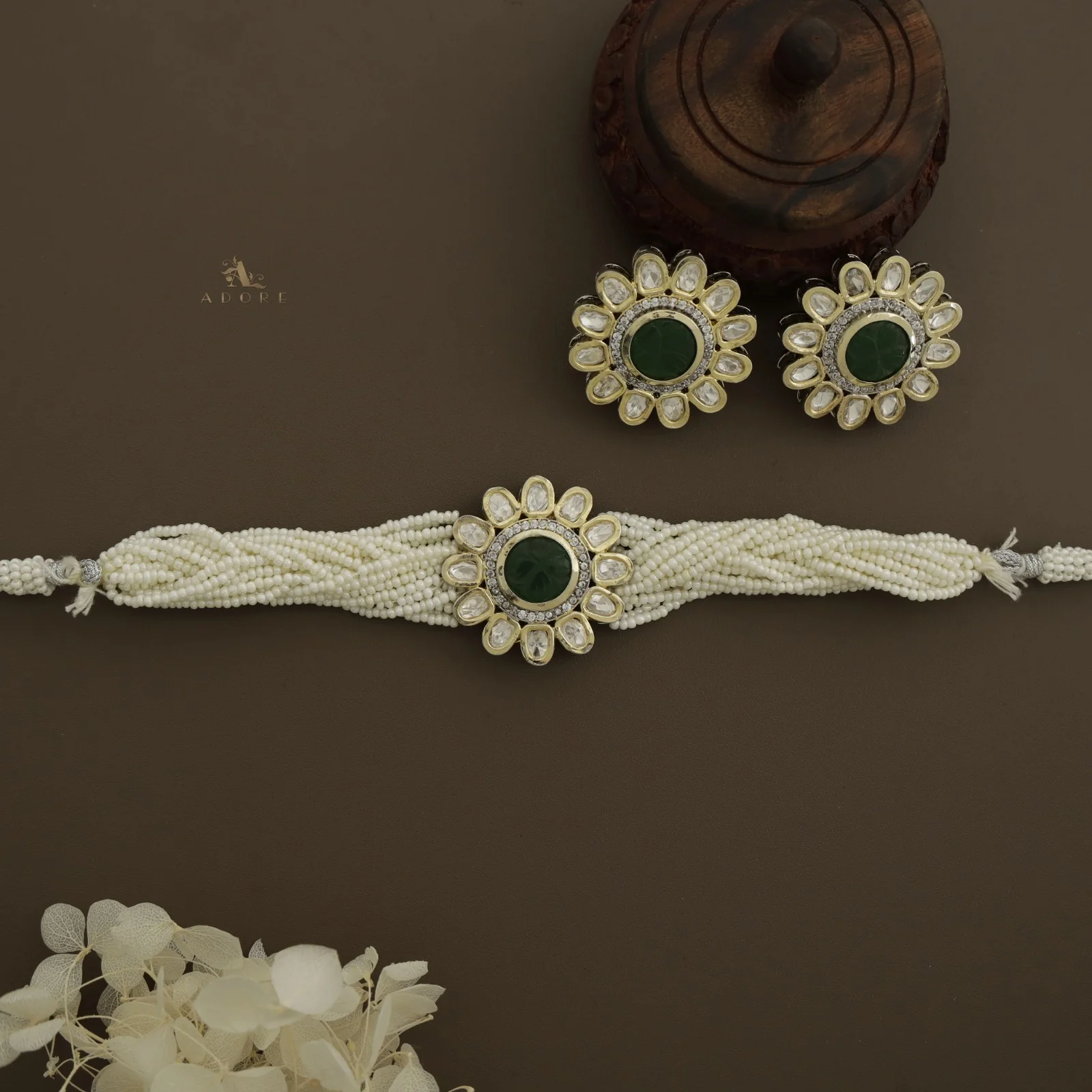 Janhvee Flower Choker With Earring - Image 4