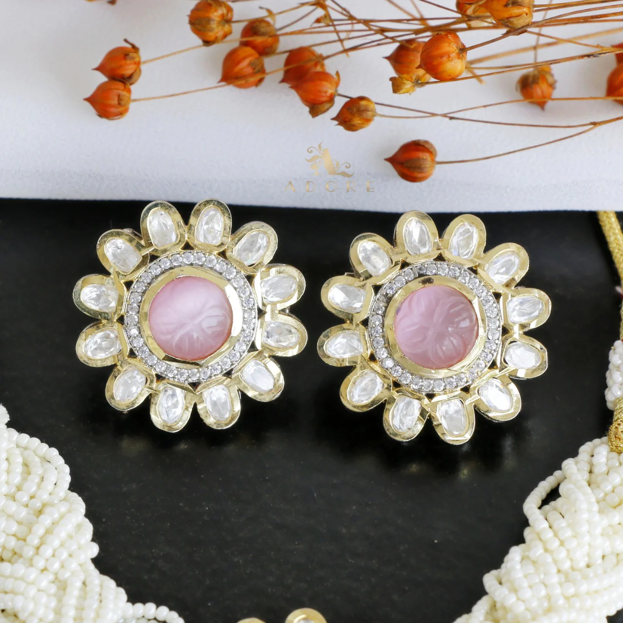Janhvee Flower Choker With Earring - Image 6