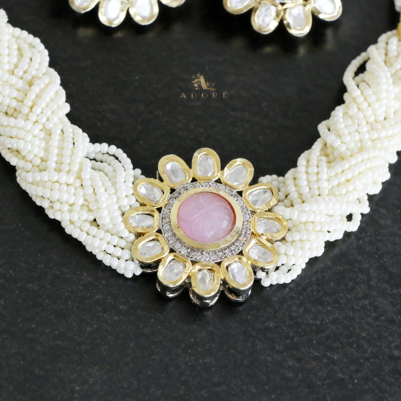 Janhvee Flower Choker With Earring - Image 7