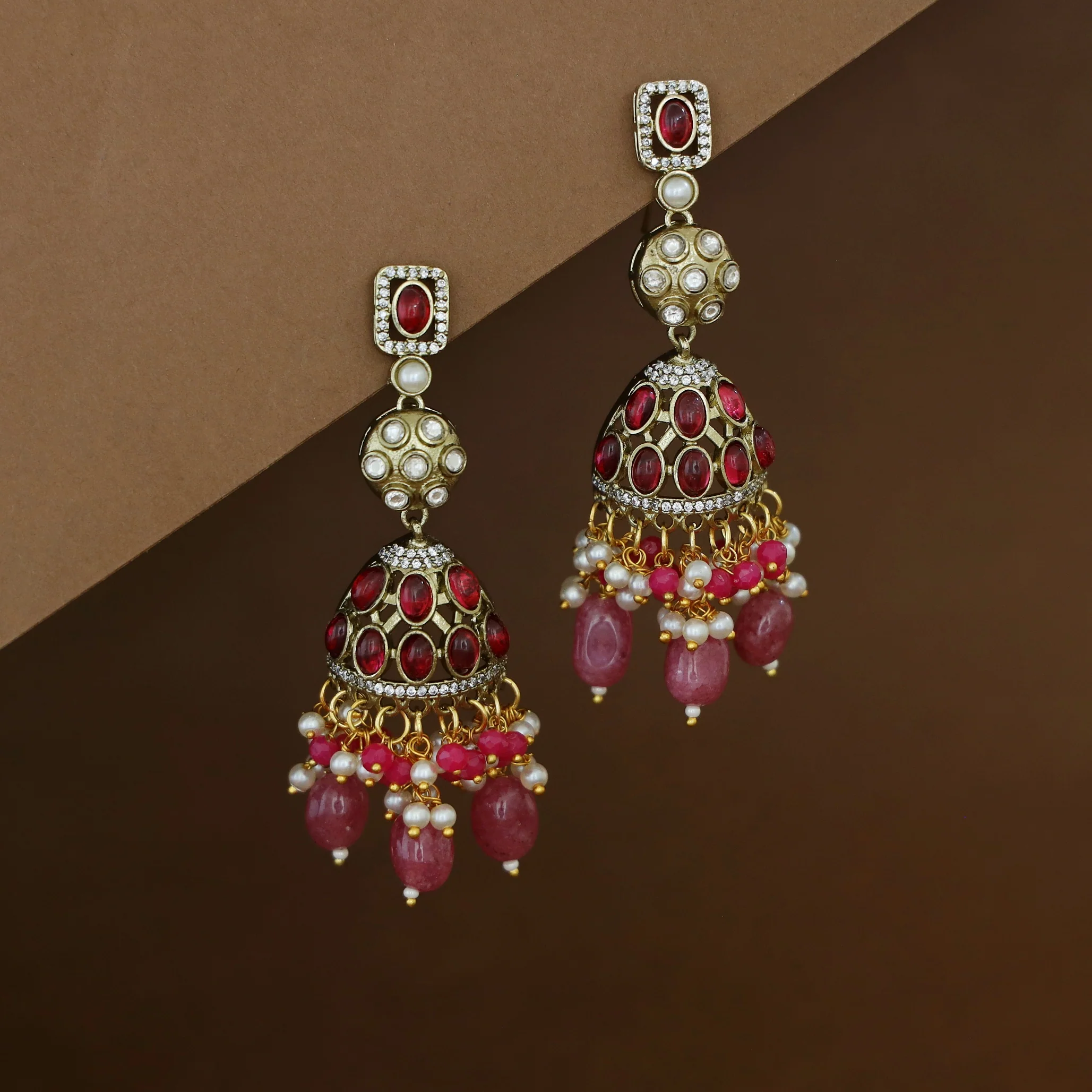 Janna Pearl Beaded Half Jhumka - Image 2