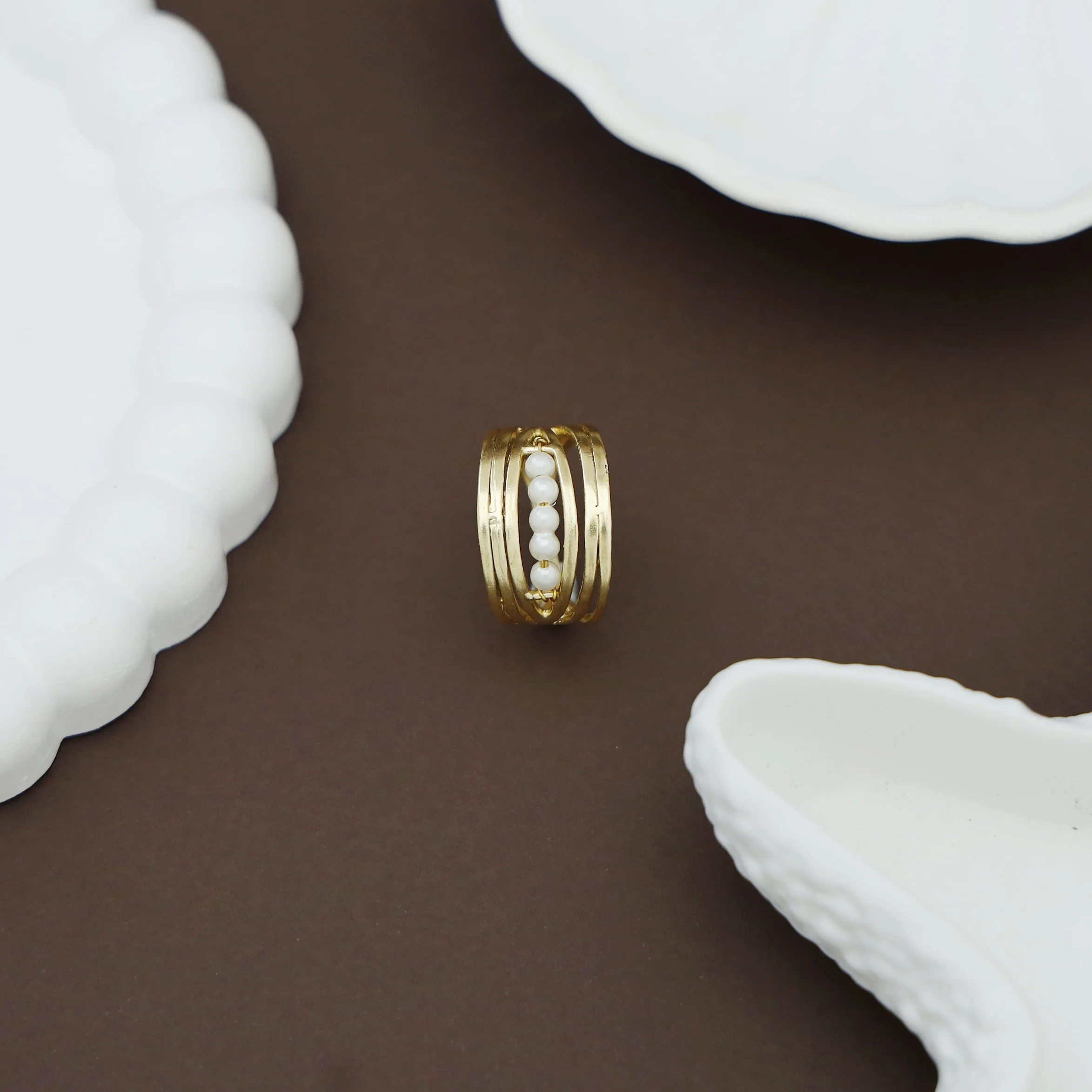 Jasleen Golden Pearl RIng - Image 3