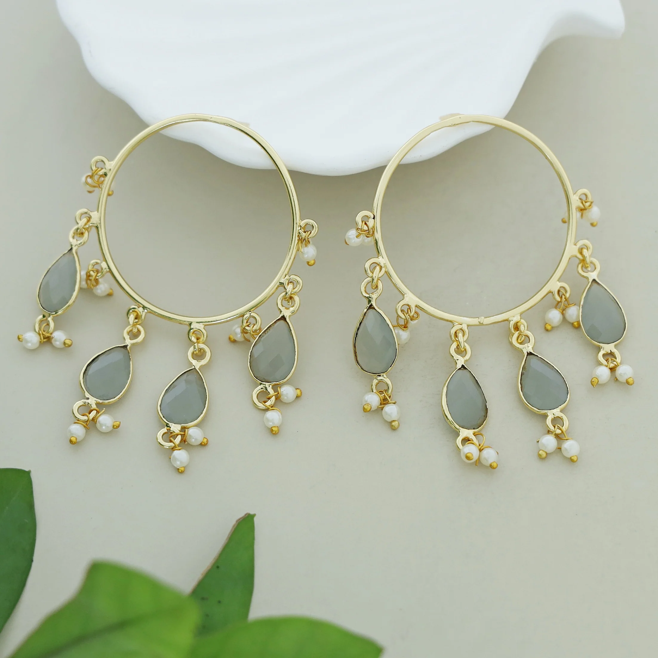 Jazzlyn Glossy Drop Circle Pearl  Earring - Image 11