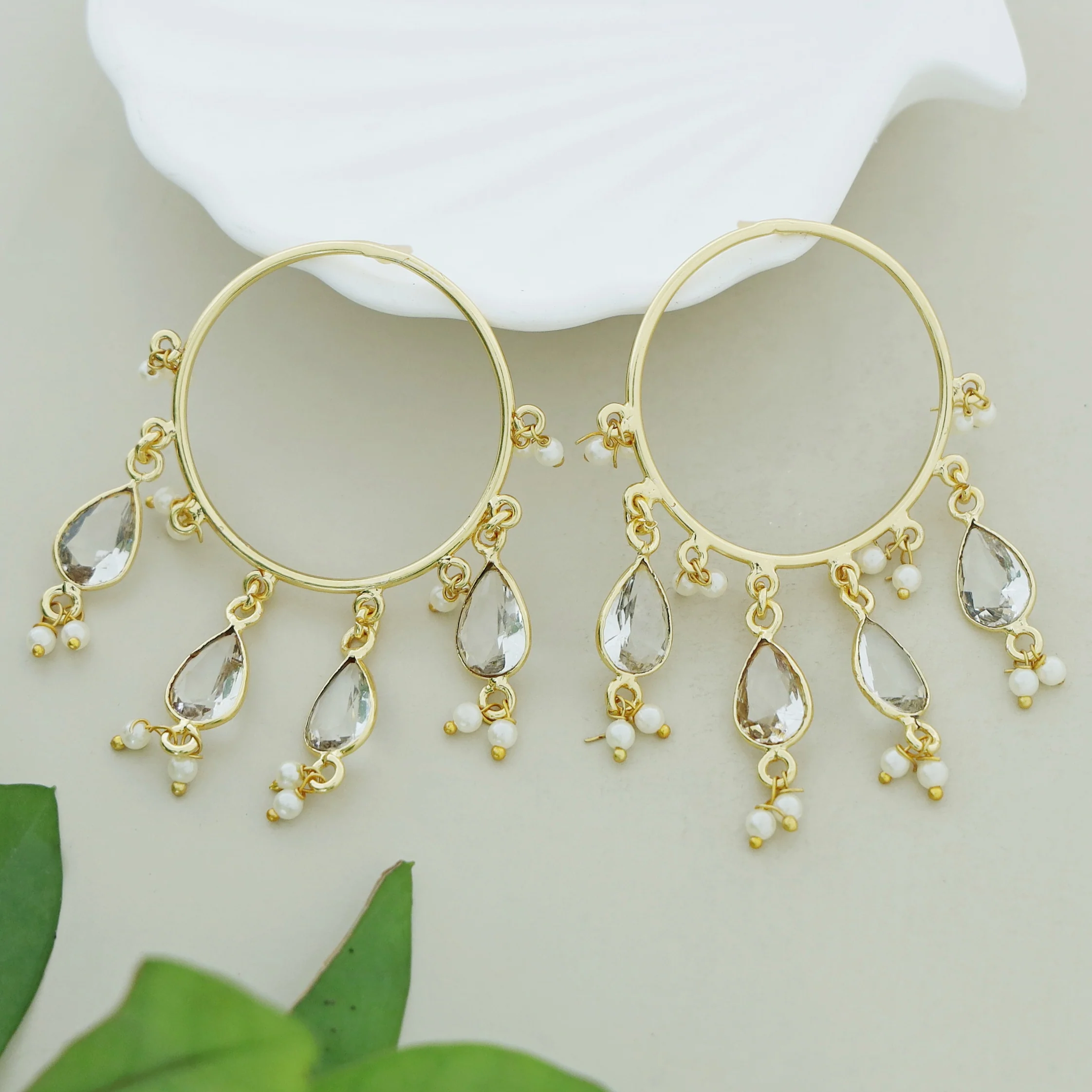 Jazzlyn Glossy Drop Circle Pearl  Earring - Image 12