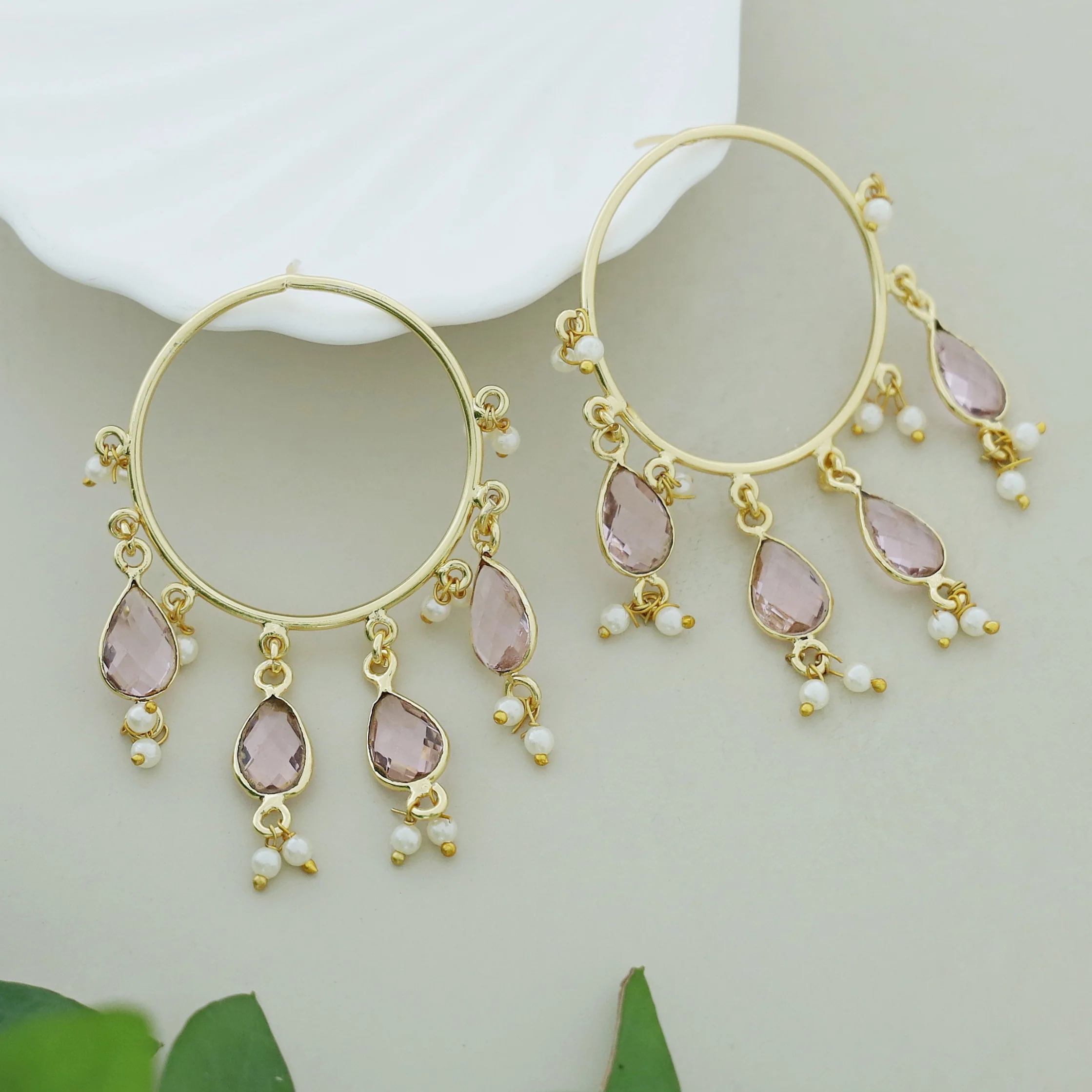 Jazzlyn Glossy Drop Circle Pearl  Earring - Image 14