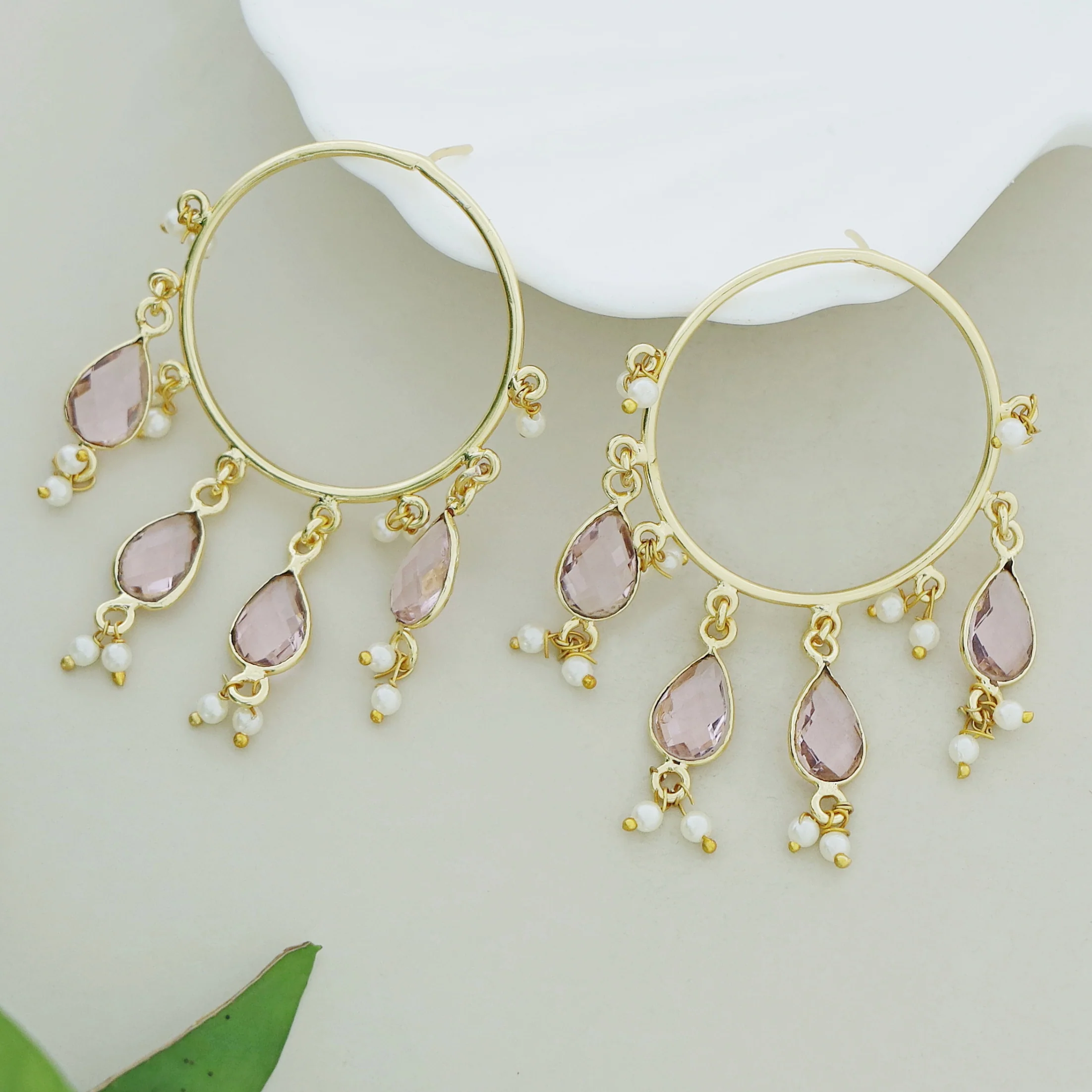 Jazzlyn Glossy Drop Circle Pearl  Earring - Image 15
