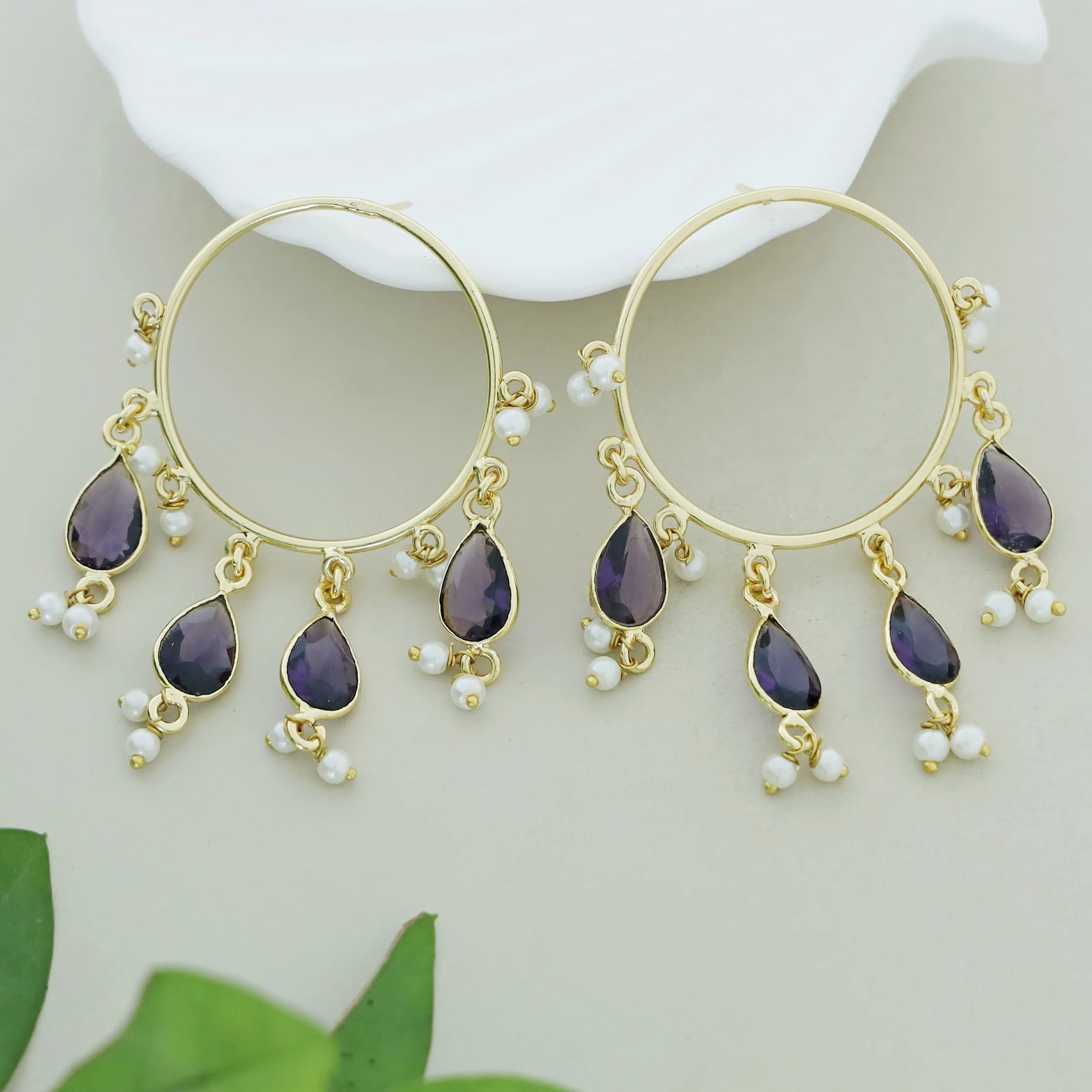 Jazzlyn Glossy Drop Circle Pearl  Earring - Image 2