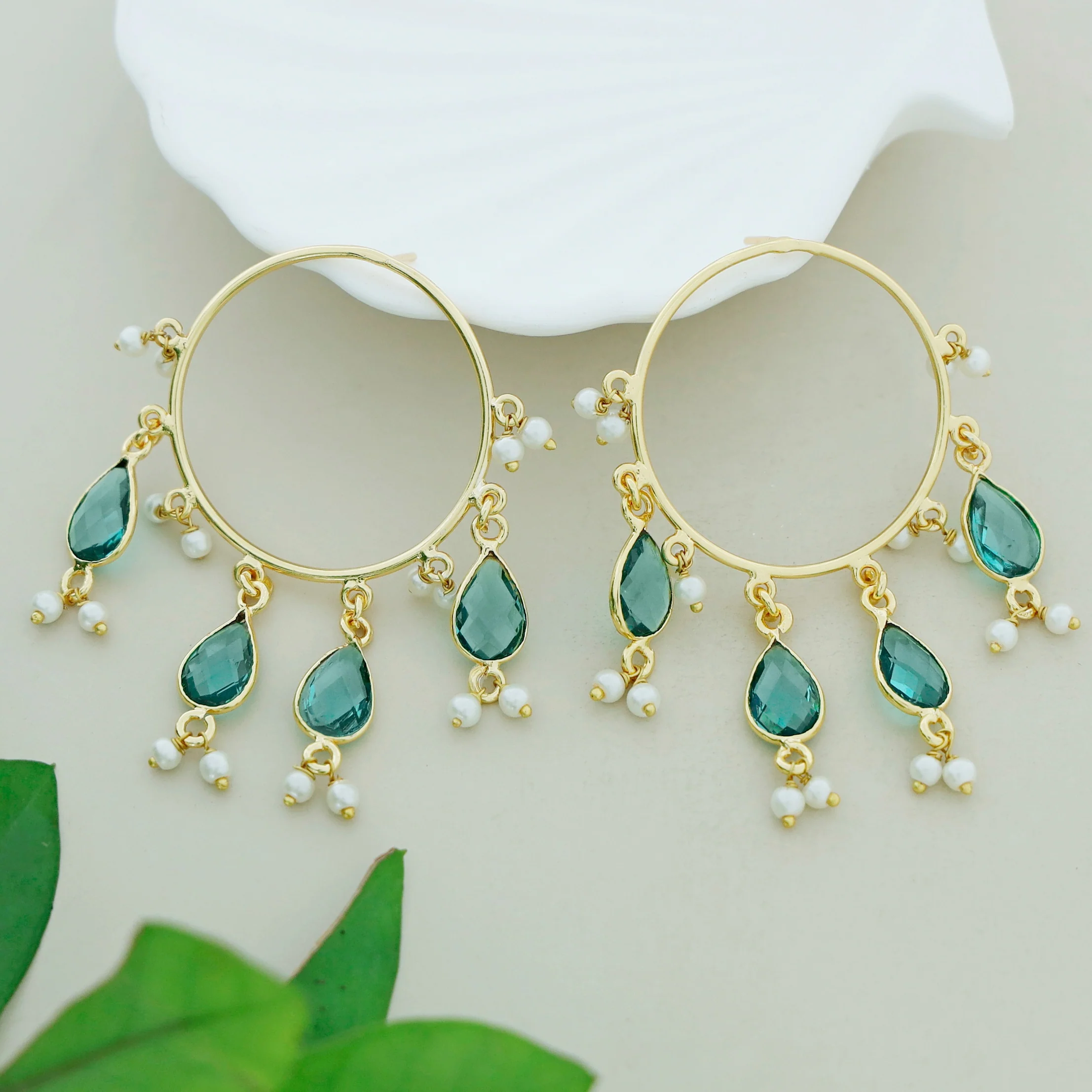 Jazzlyn Glossy Drop Circle Pearl  Earring - Image 5
