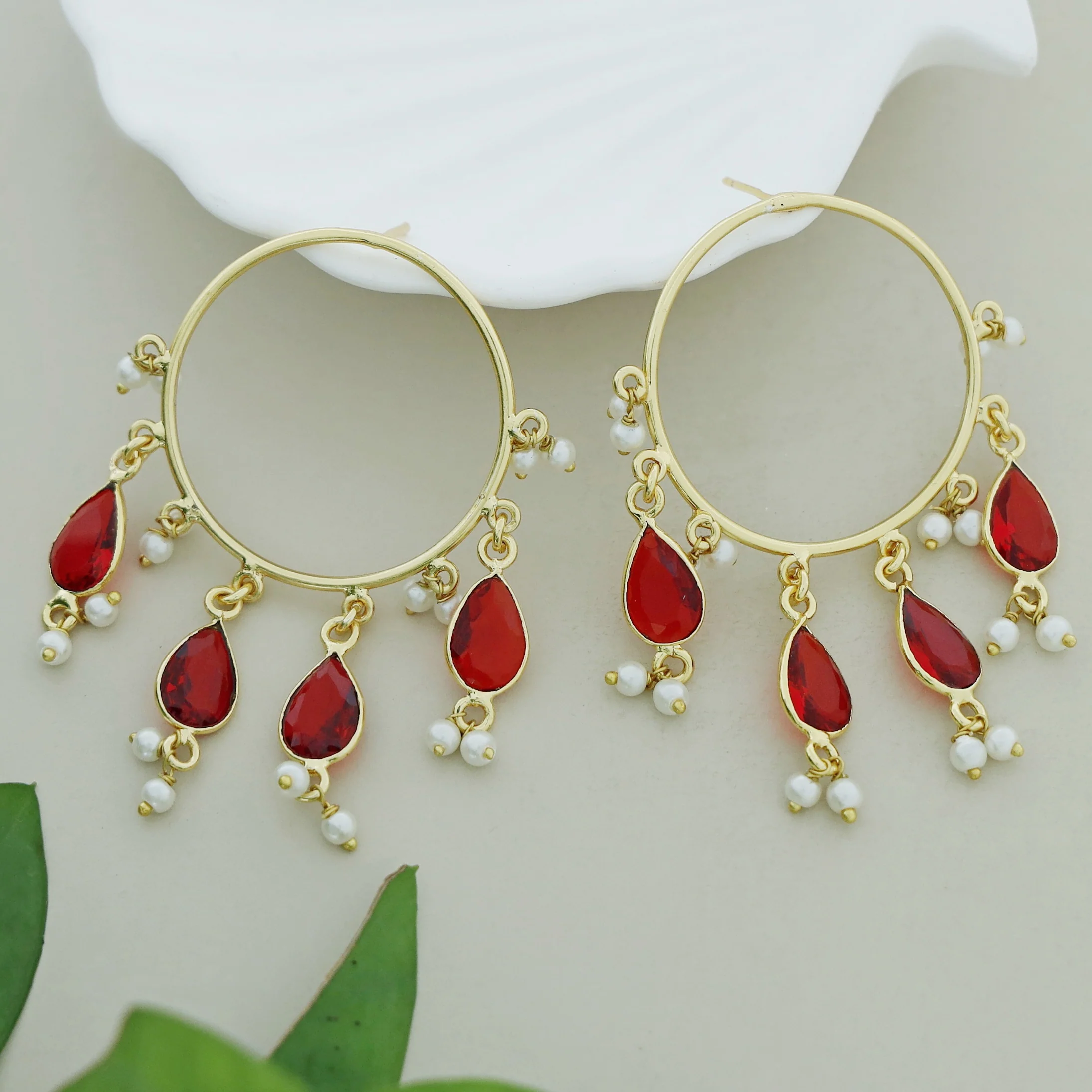 Jazzlyn Glossy Drop Circle Pearl  Earring - Image 6