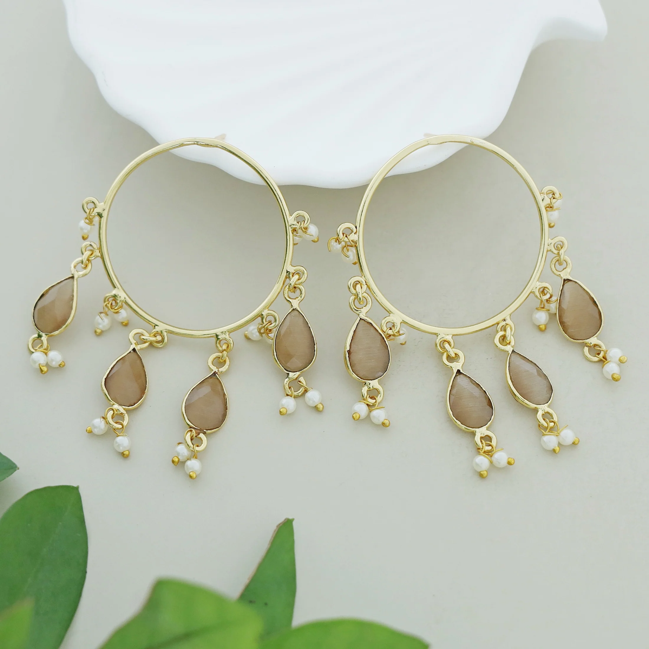Jazzlyn Glossy Drop Circle Pearl  Earring - Image 7