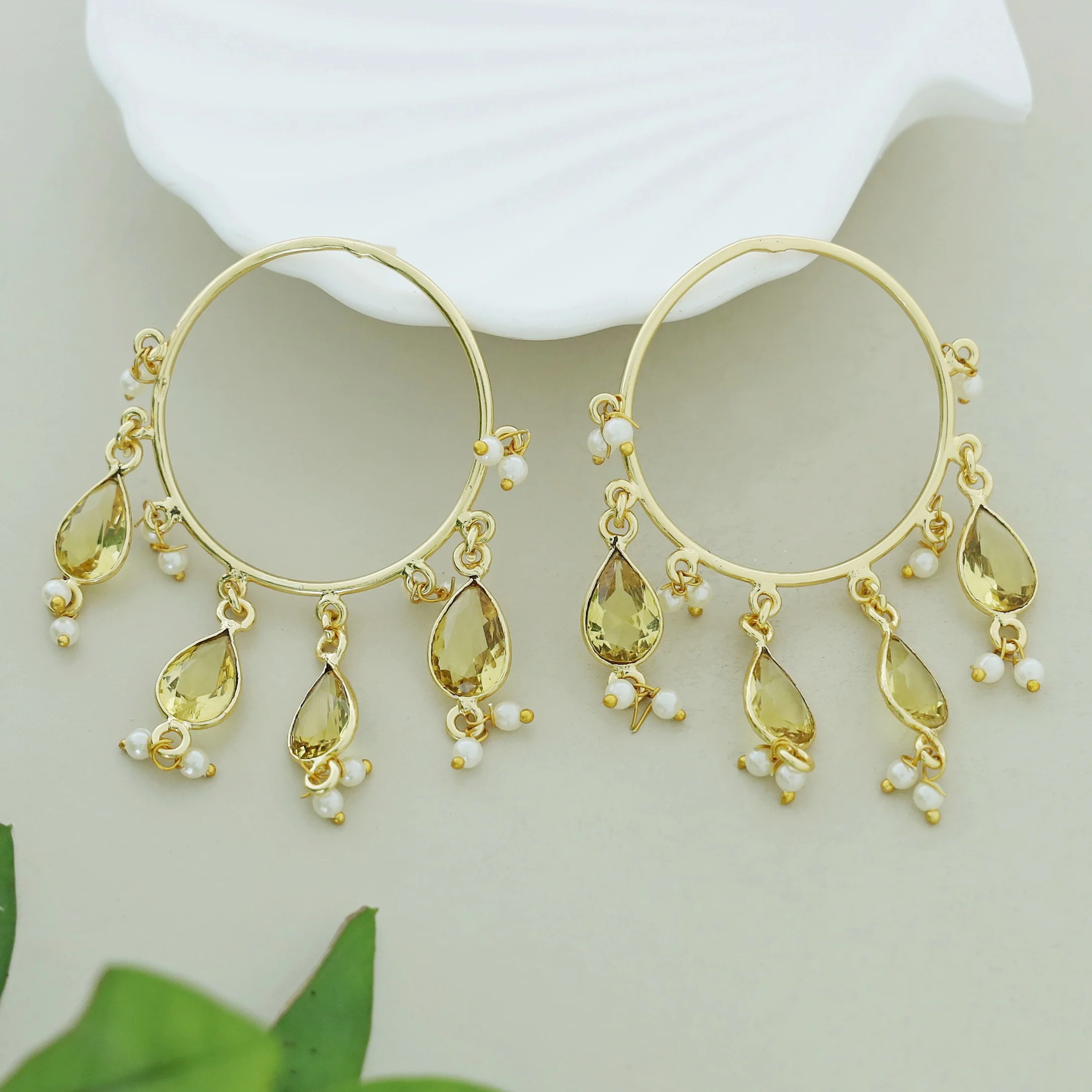 Jazzlyn Glossy Drop Circle Pearl  Earring - Image 8