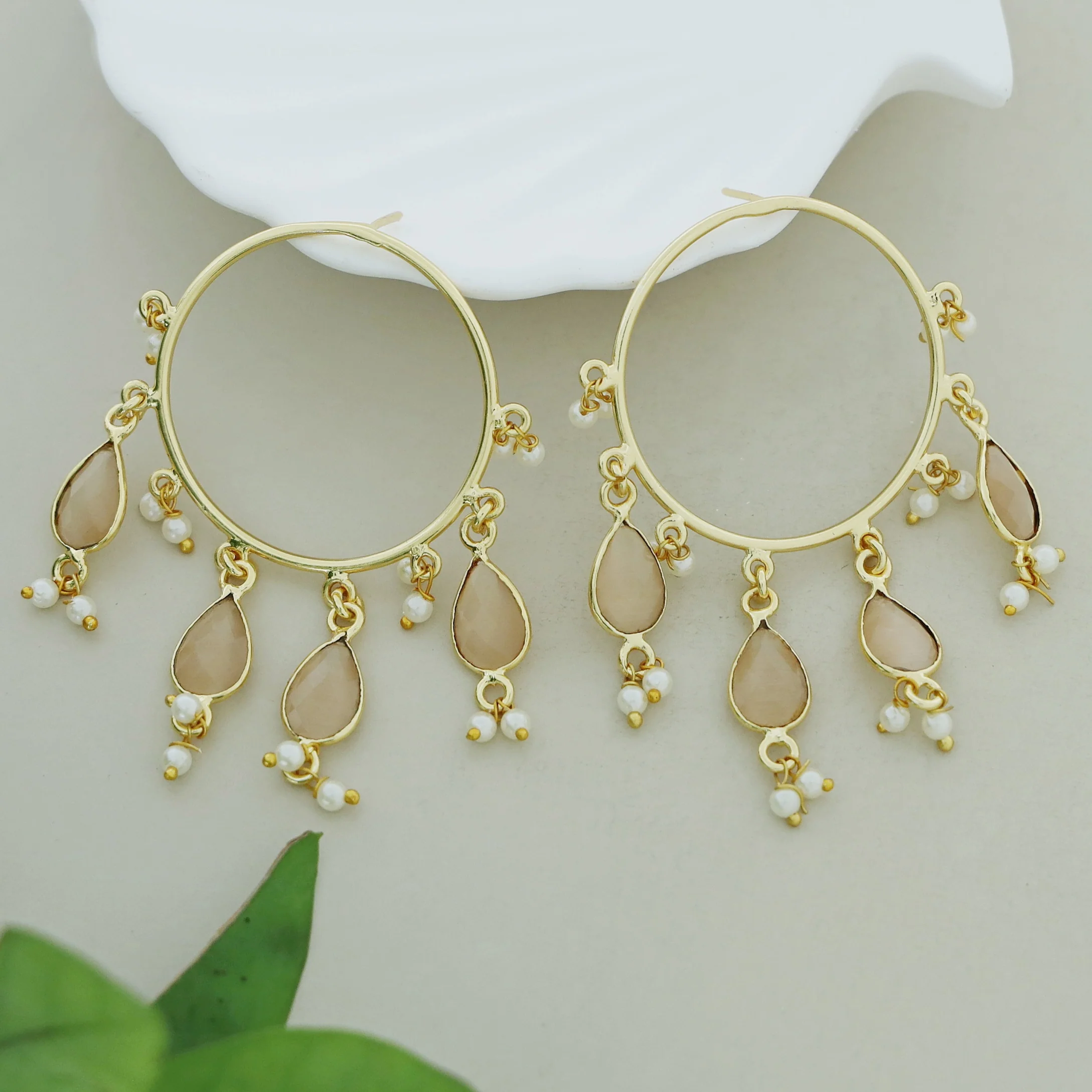 Jazzlyn Glossy Drop Circle Pearl  Earring - Image 9
