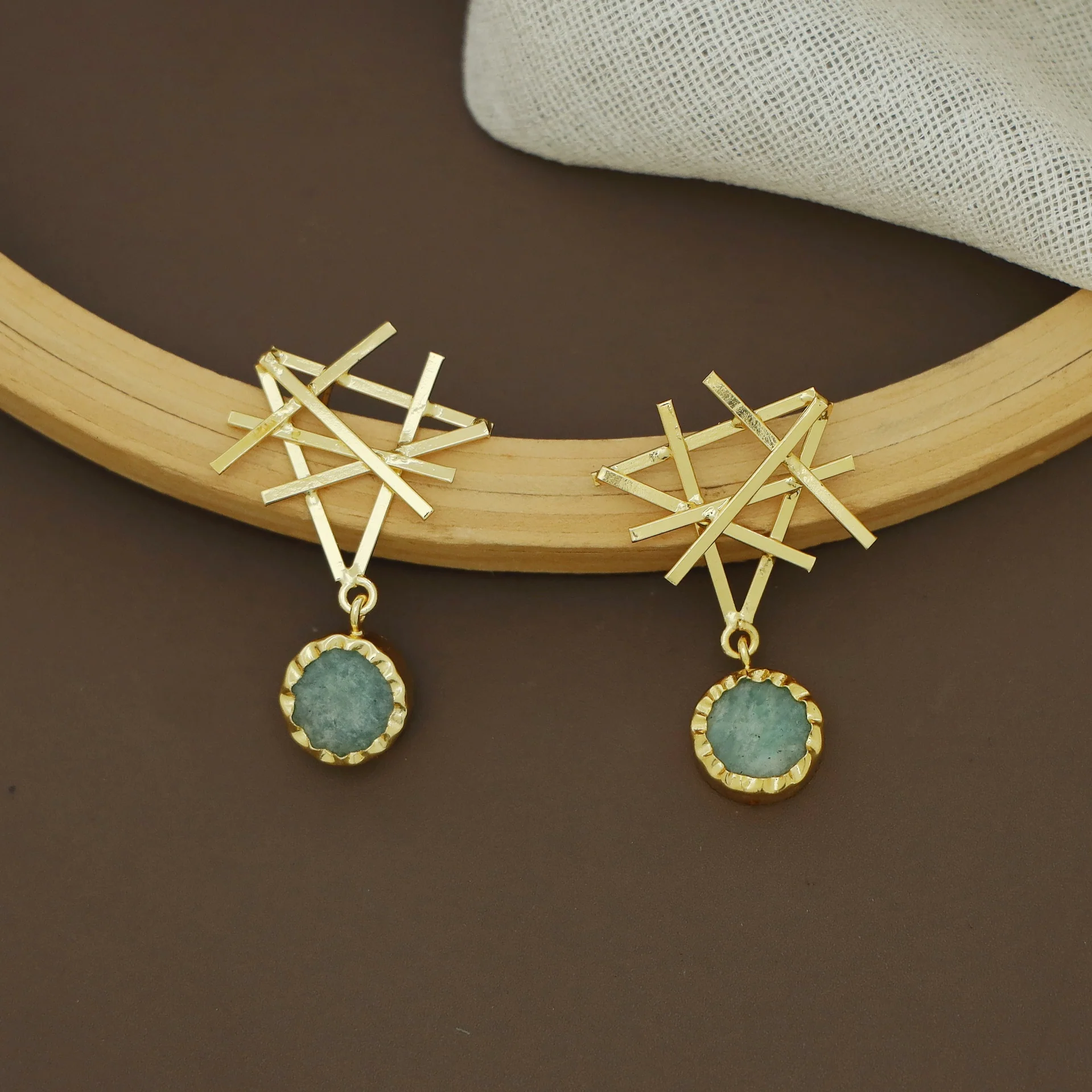 Jeeval Golden Stick Raw Stone Earring - Image 10